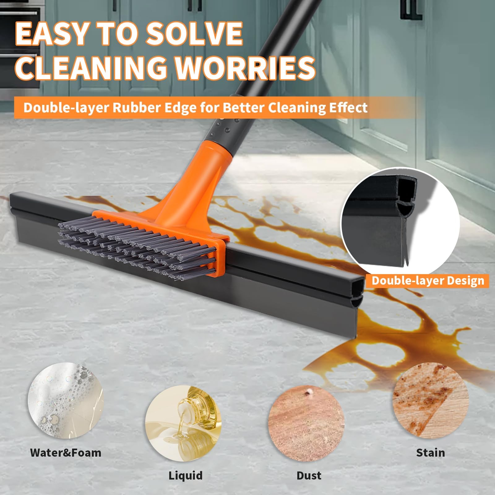 Floor Squeegee for Concrete Floor,Heavy Duty Shower Garage Floor Squeegee Bro…