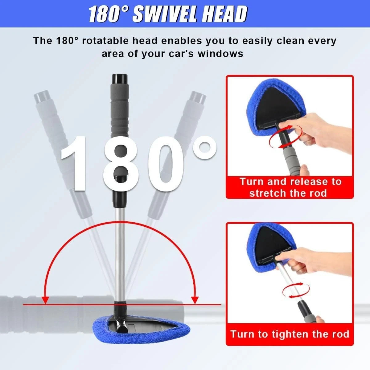 Windshield Cleaning Tool Kit Car Window Glass Wiper Cleaner Brush Pad Extendable