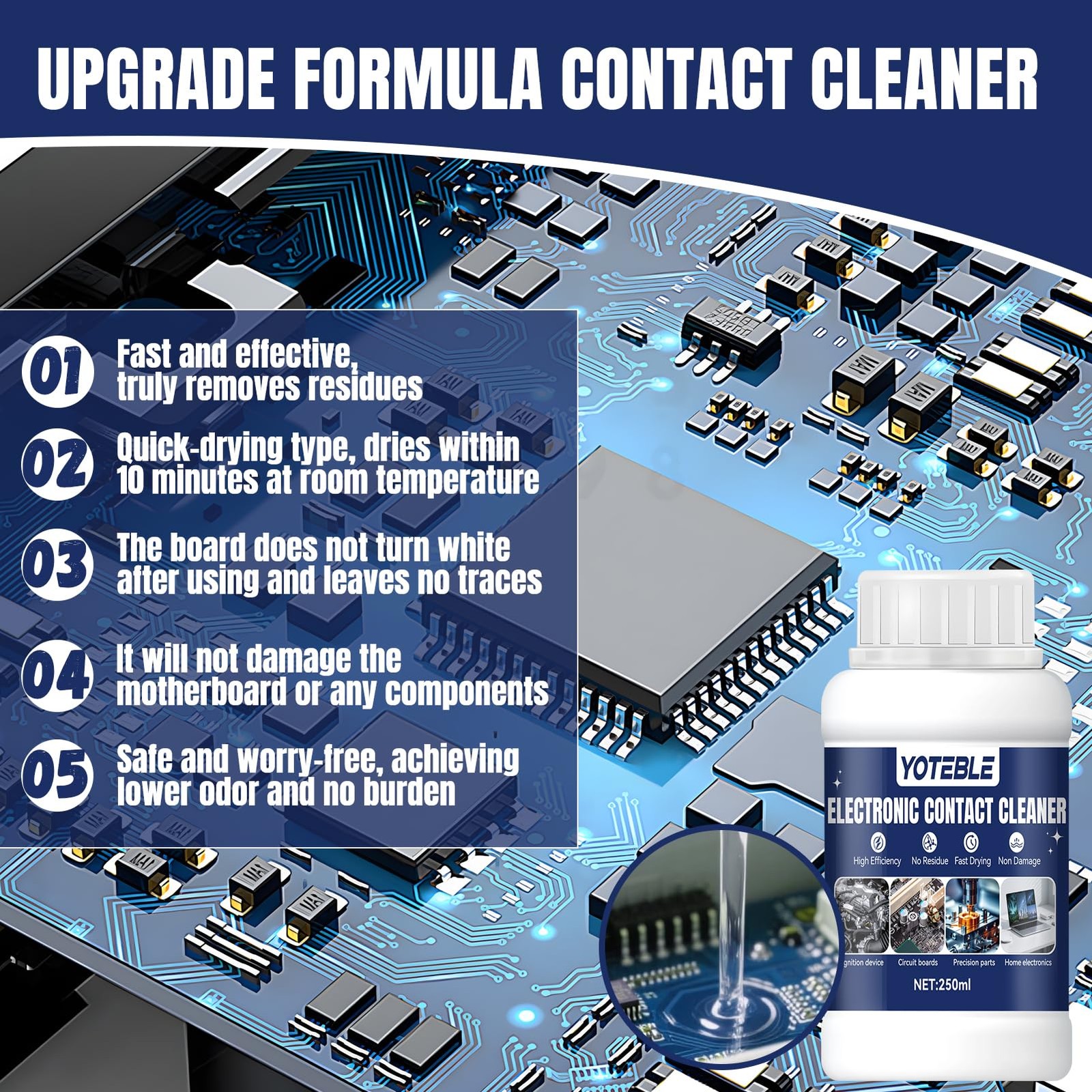 250 ML Electronic Contact Cleaner, Electrical Cleaner with 2 Cleaning Brushs,…