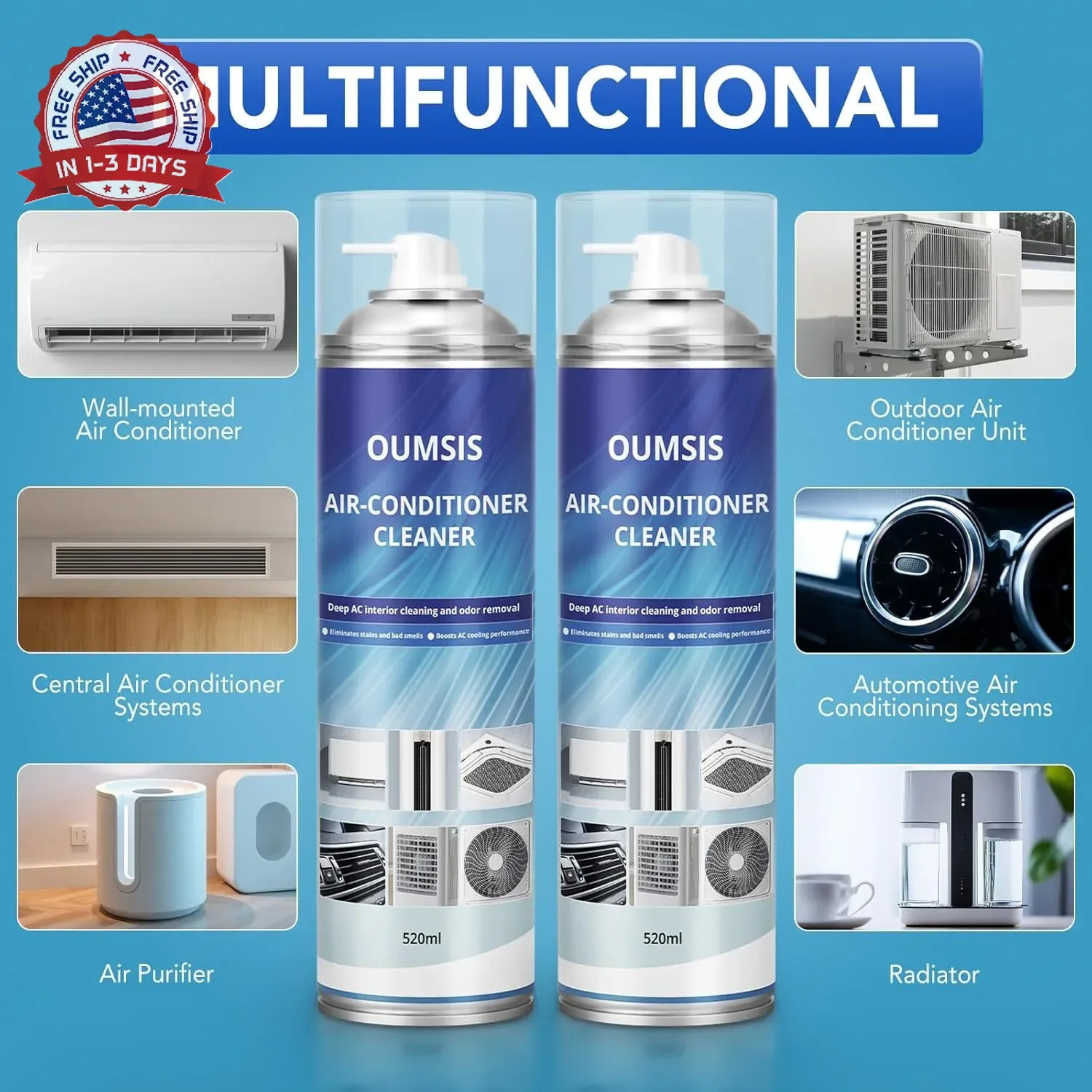 Air Conditioner Cleaner, Professional Cleaner Foam Spray, Foaming Coil Cleaners