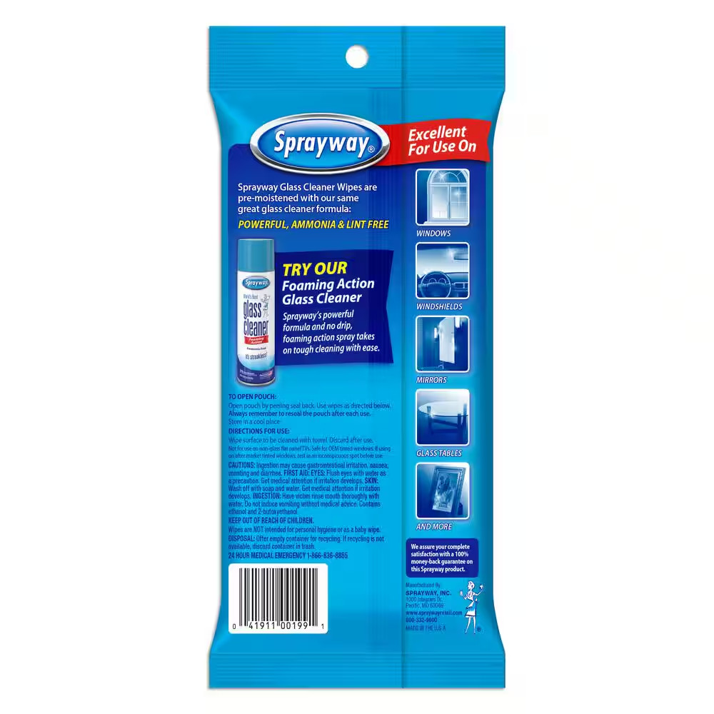 Glass Cleaner Wipes (20-Count, 3-Pack) Free Shipping NEW