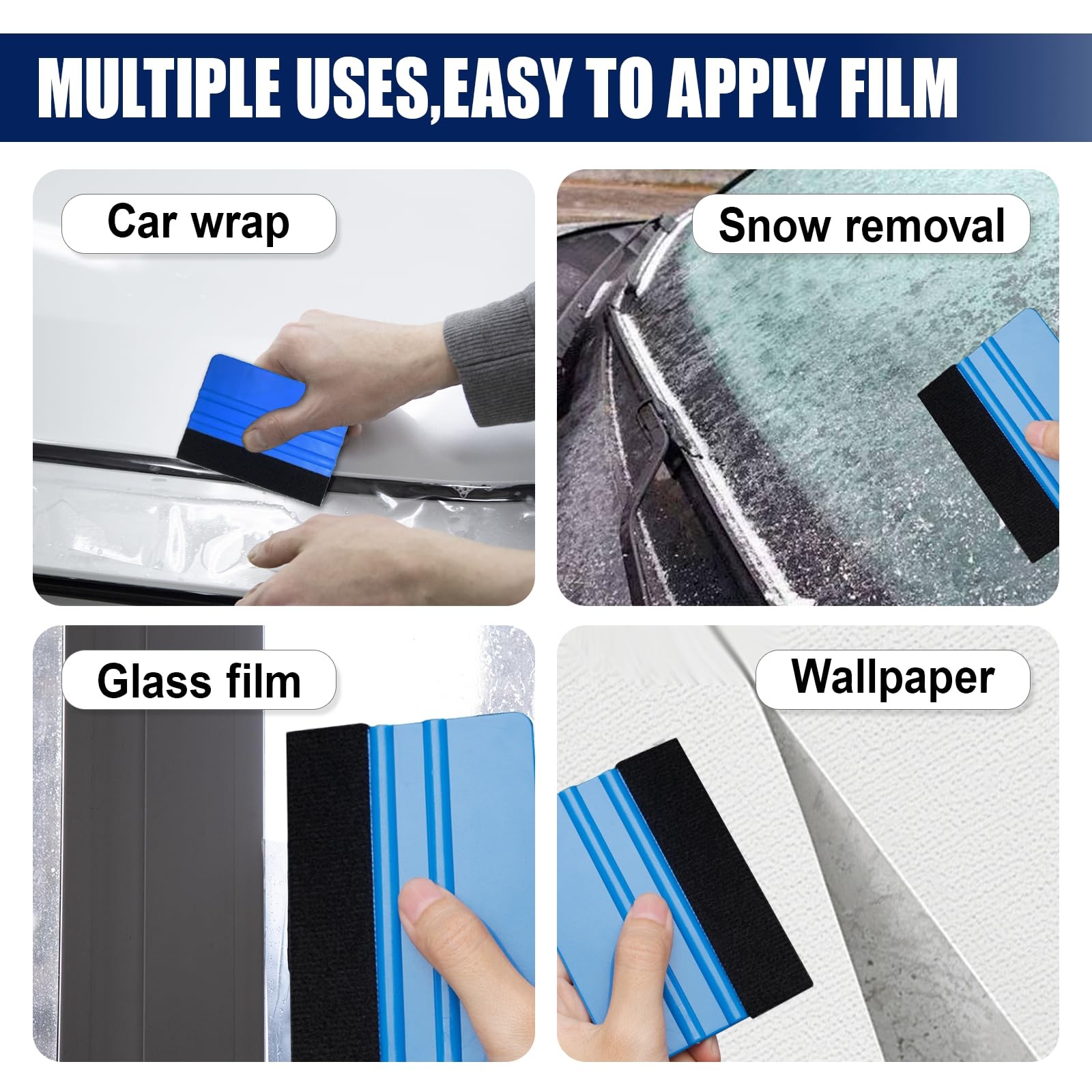 4 Inch Plastic Felt Edge Squeegee, Mini Squeegee Car Window Film Tinting Tool…