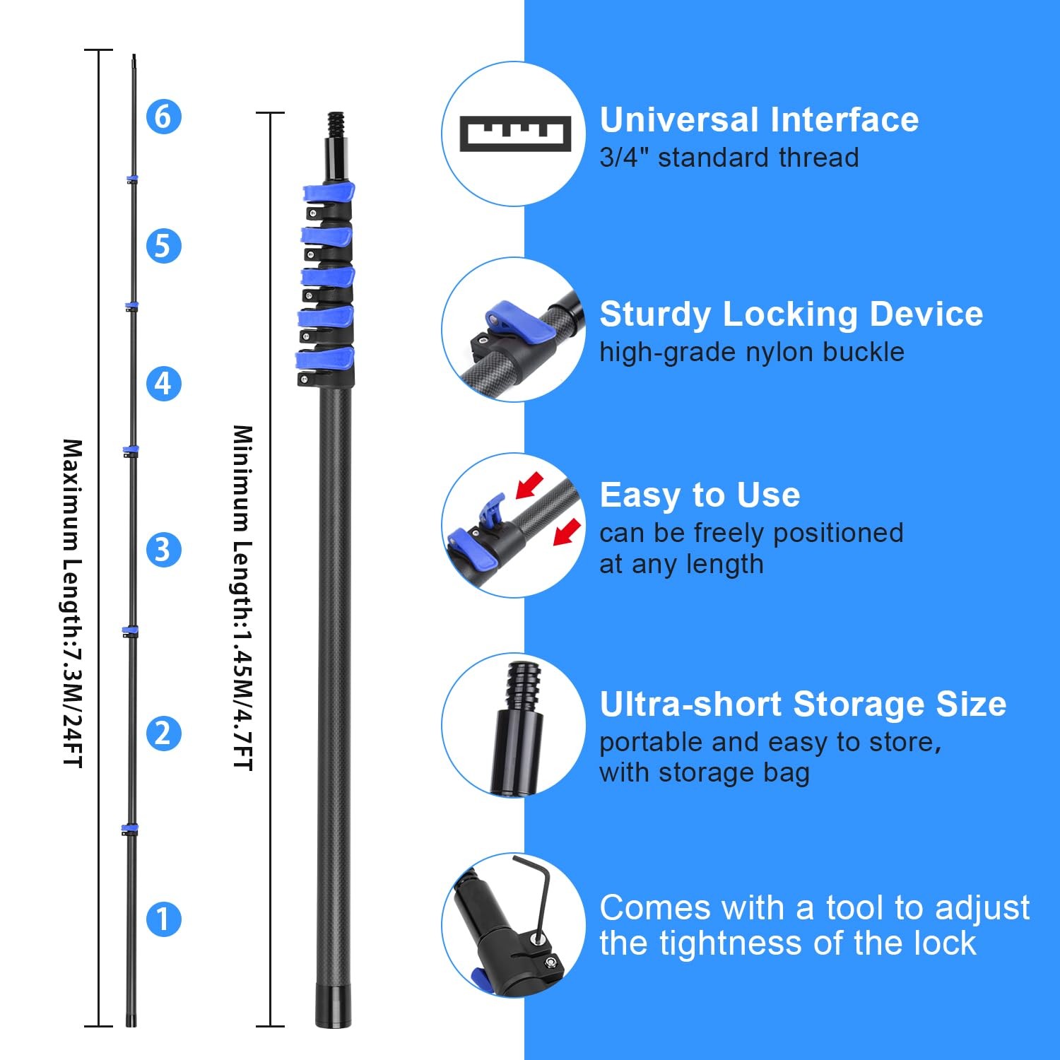 30 Foot High Ceiling Duster Kits with 4.7-24 FT Carbon Fiber Extension Pole, …