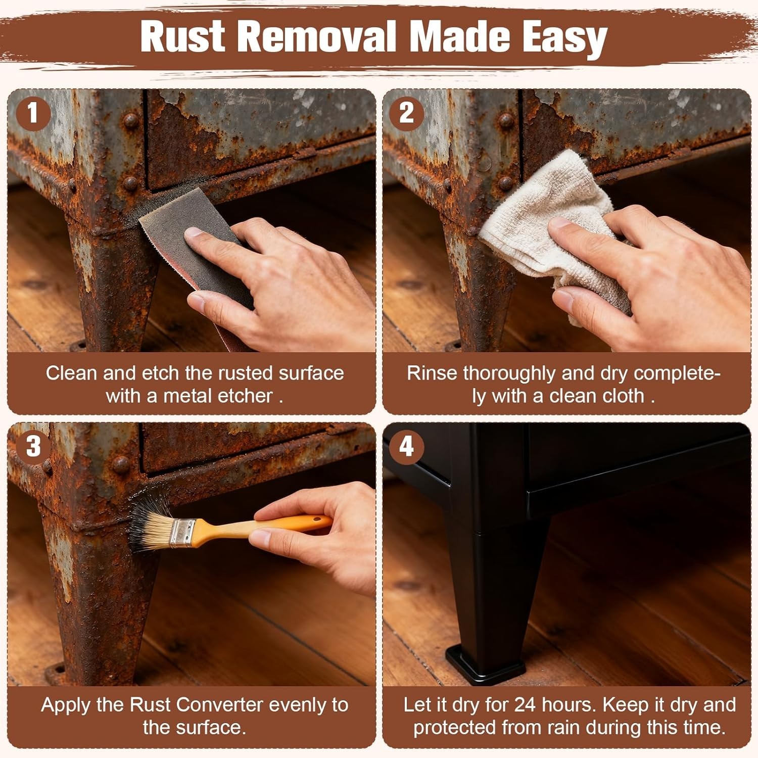 2-In-1 Rust Converter & Metal Primer, 35 Floz Automotive Rust Remover Paint for