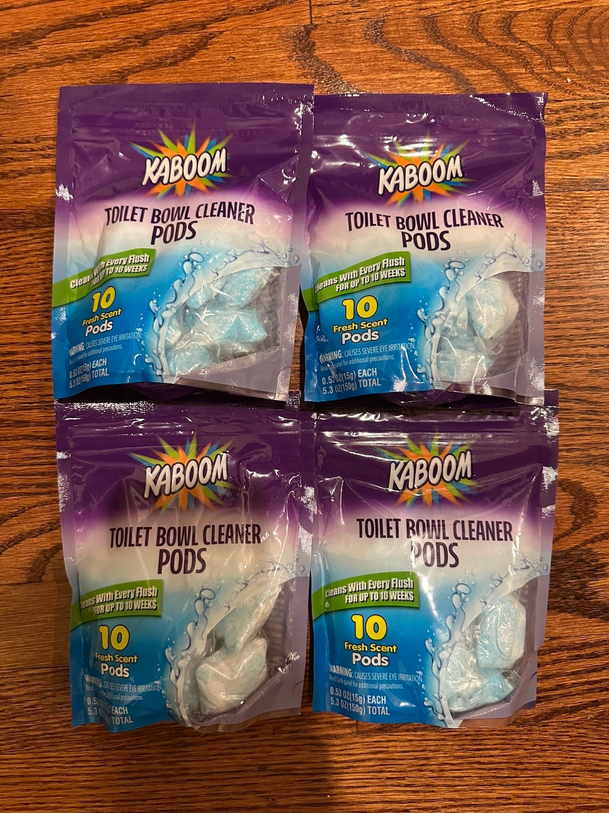 Lot 4 Bags – KABOOM Fresh Scent Toilet Bowl Pods 10-Count/Bag – Total 40 Pods