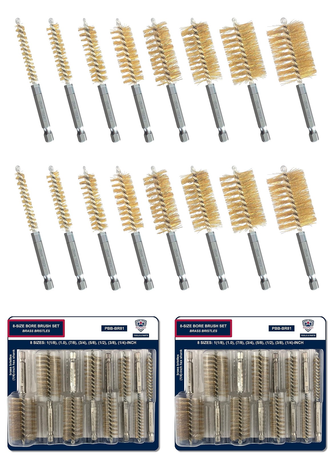 8-Size_2 Sets Bore Brush Set, Brass / Copper Wire Brush for Power Drill, Dril…
