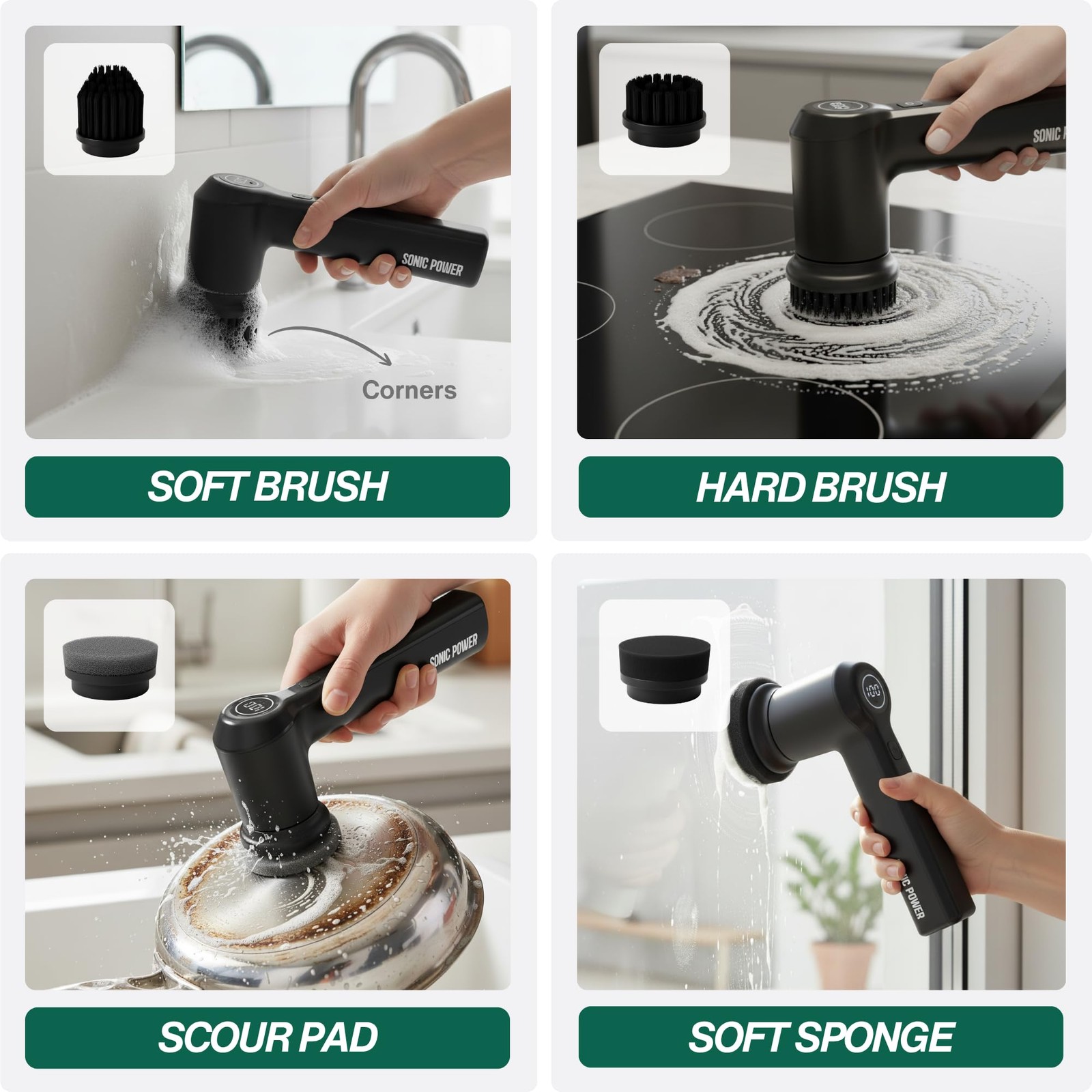 Electric Spin Scrubber – Handheld & Ergonomic, IPX7 Waterproof, 4 Multi-Purpo…