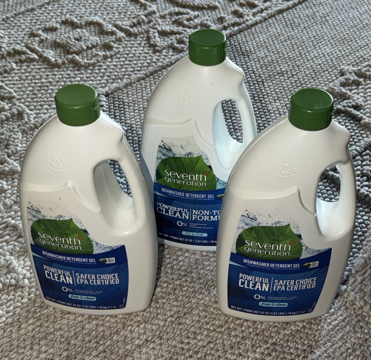Seventh Generation Free And Clear Dishwasher Detergent Gel 42 OZ X 3