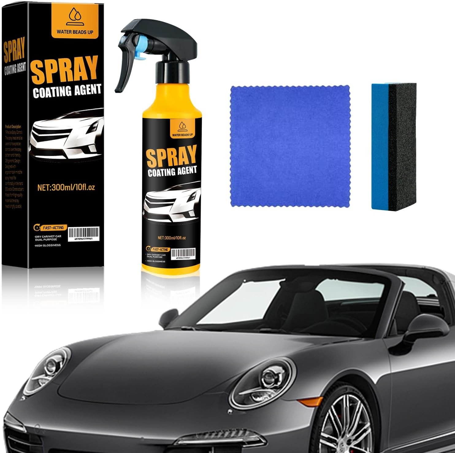 Nano Ceramic Coating Spray Kit – Easy Spray Auto Paint Protection, Hydrophobic