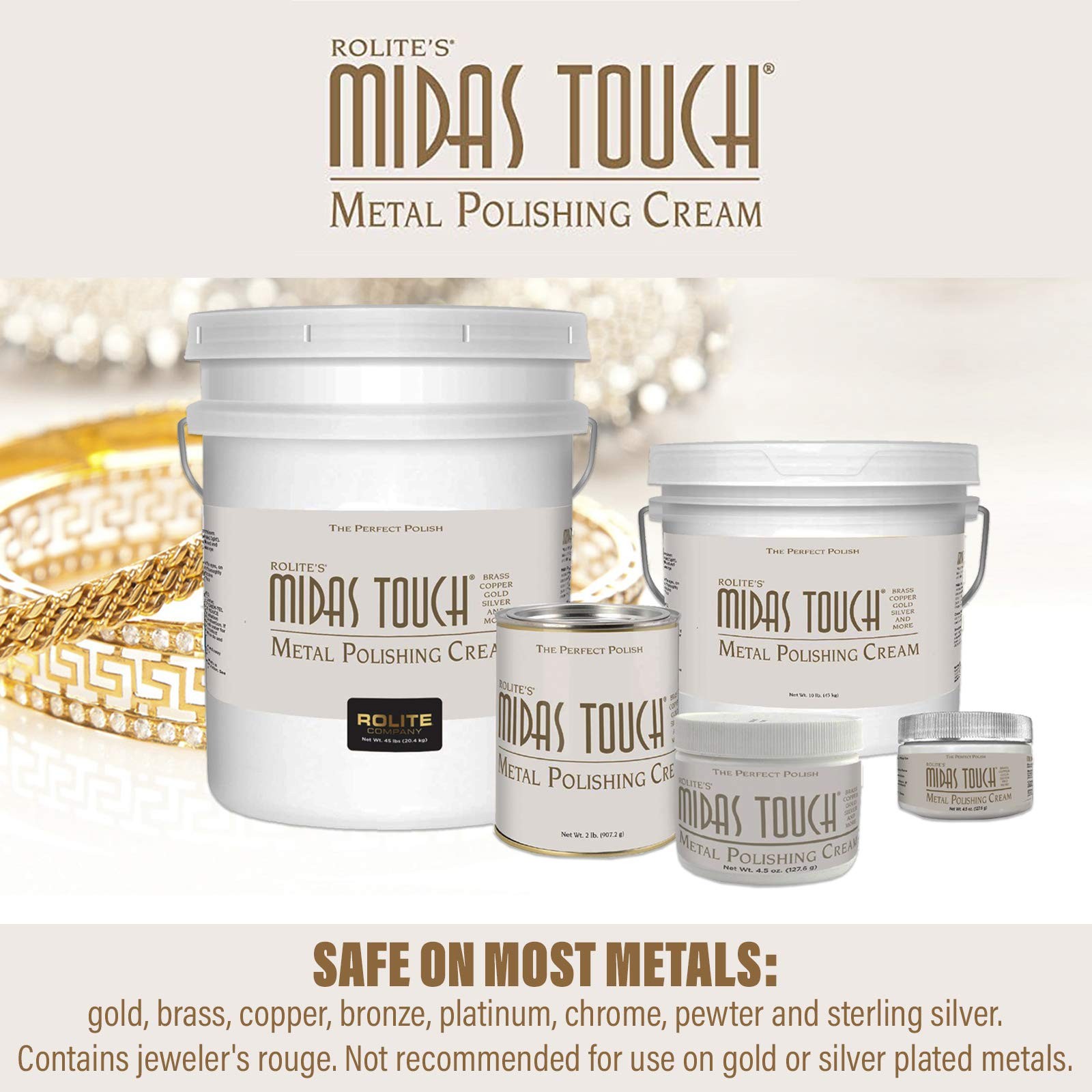 Midas Touch Metal Polishing Cream 2 Pack 4.5 Oz Each for Silver Gold Brass Co…