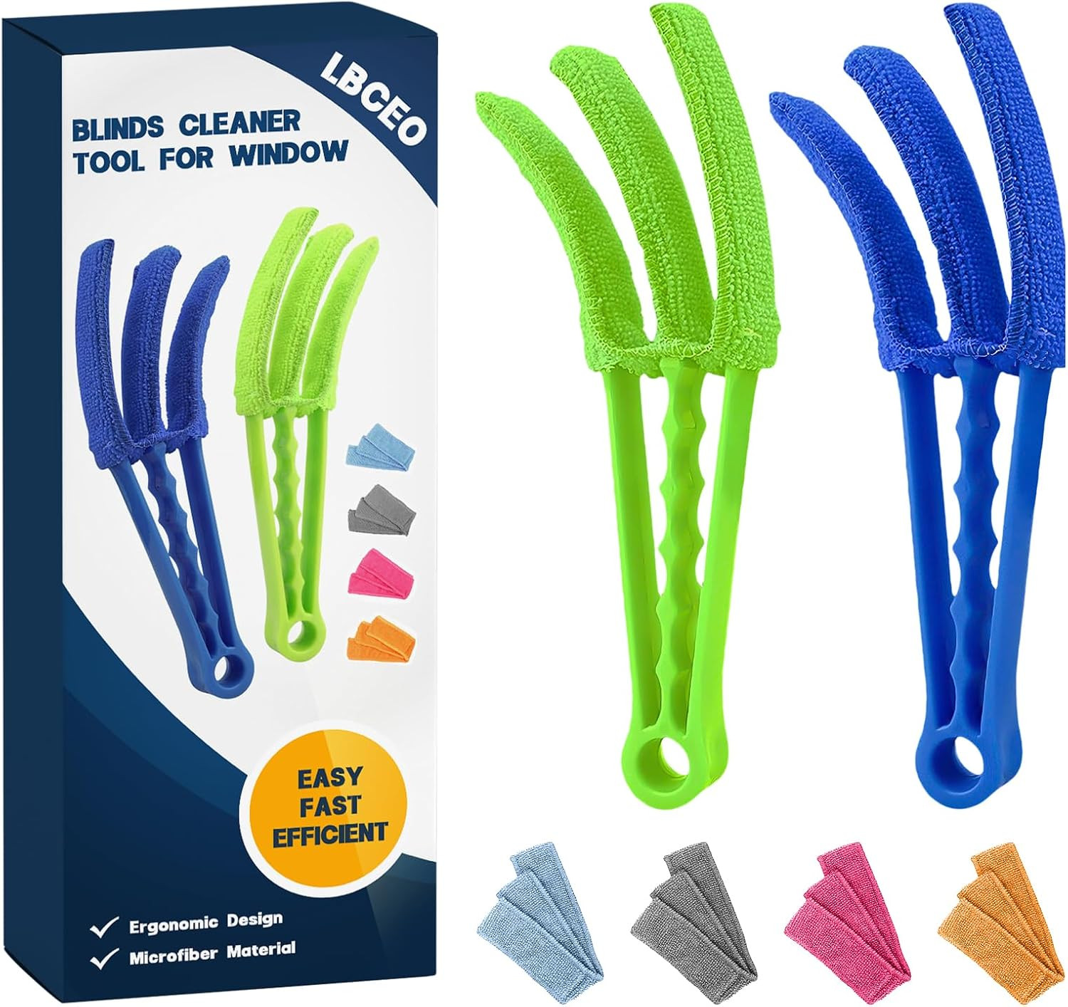 Window Blind Cleaner Duster Tool | 2 Pack with 6 Reusable Sleeves, Handheld Mini