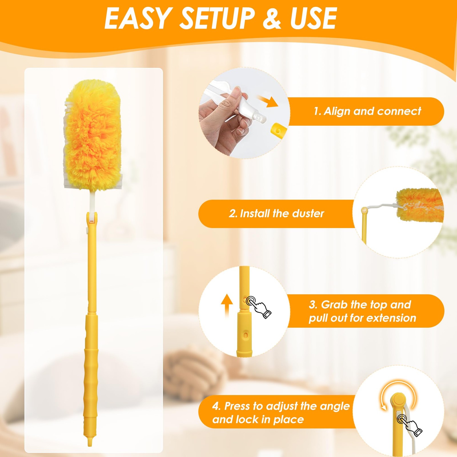 Dusters for Cleaning with 20 Refills for Flash Magnet 1 Handle 360 Degree Heavy
