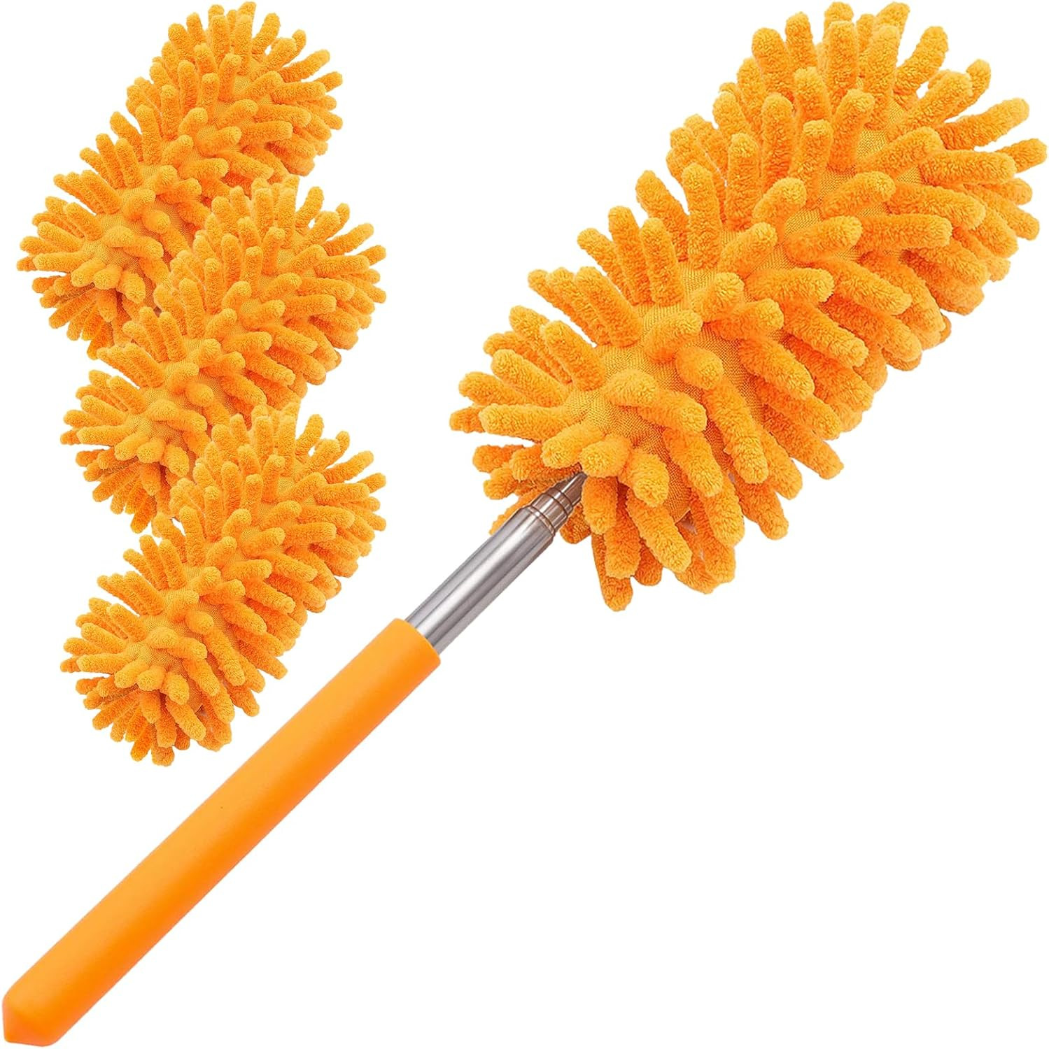 Plumero Lavable con 4 Repuestos Microfibra Mango Extensible para Limpieza