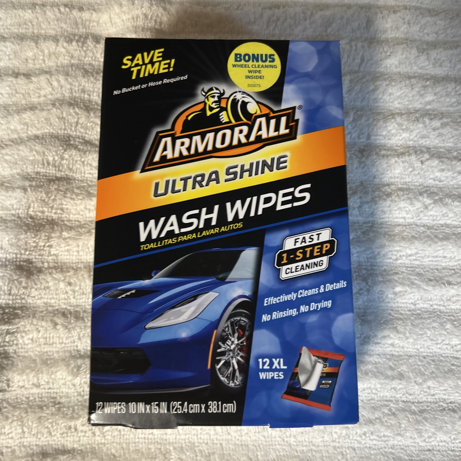 Armor All Ultra Shine Car Wash Wipes 12 XL 10×15 Wipes New In Box