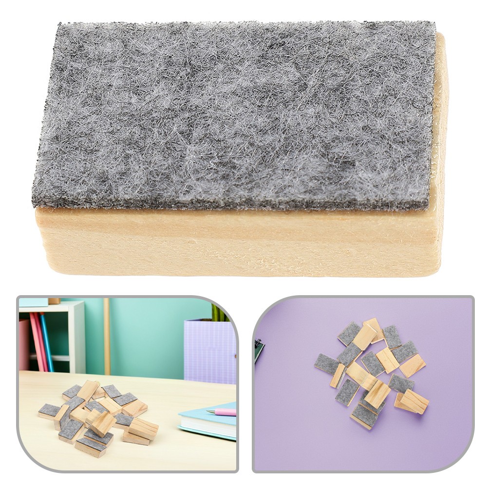 24 Pcs Small Felt Wood Eraser for Classroom Office and Home Cleaning
