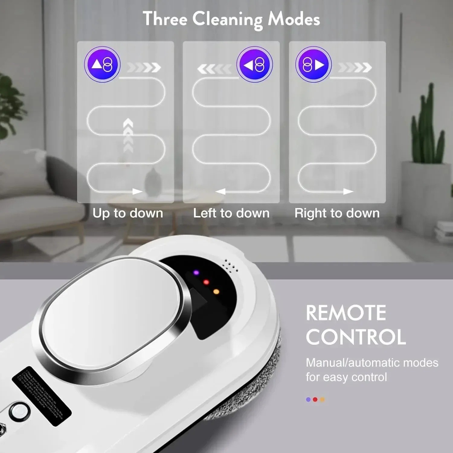 Window Cleaning Robot 5600Pa Suction Remote Control Auto Glass Cleaner Mop Wipe