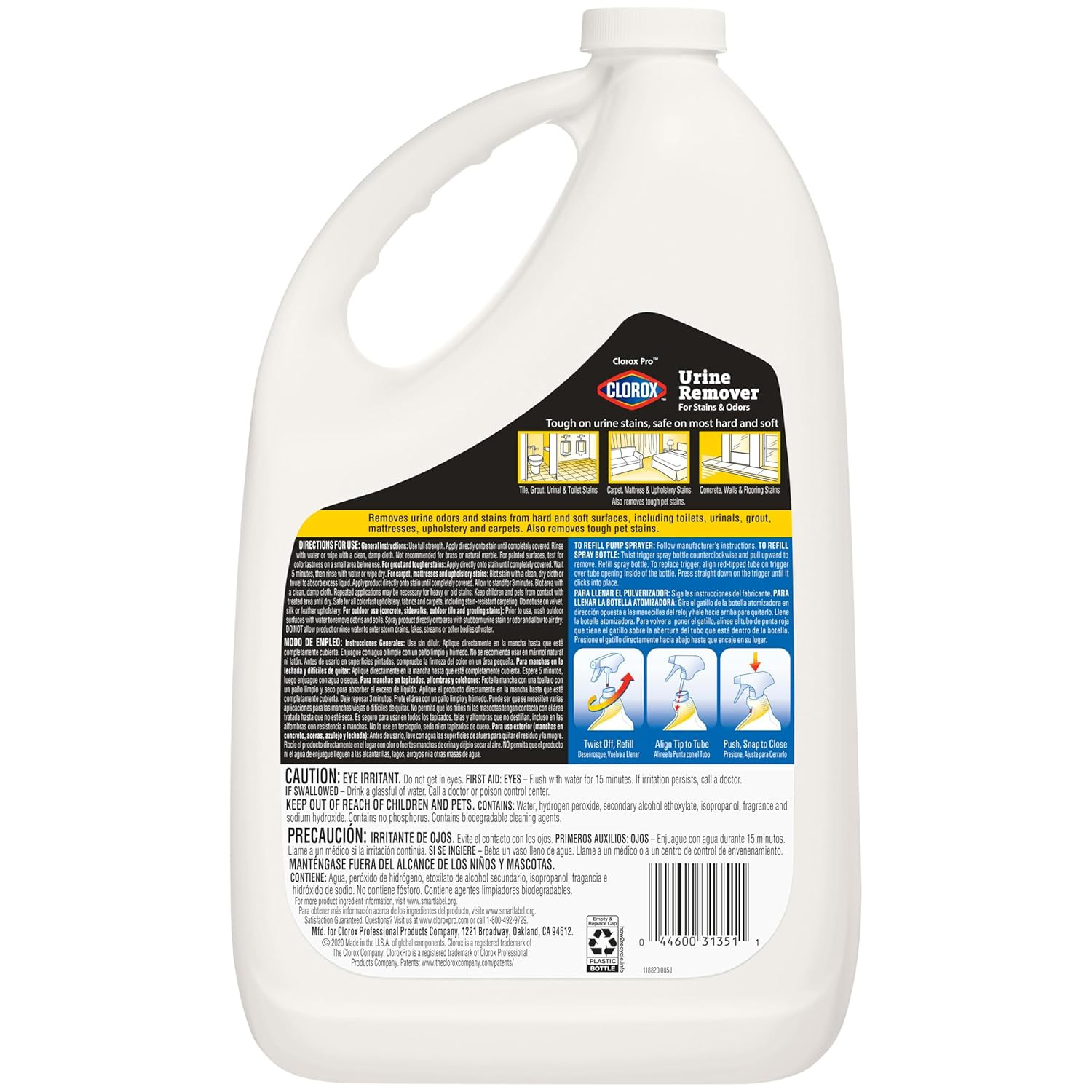 Urine Remover for Stains and Odors Refill, 128 Ounces (Package May Vary)