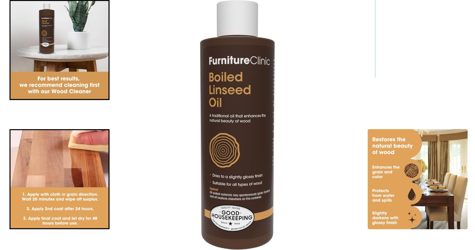 Good Housekeeping Approved Boiled Linseed Oil – 250ml | Glossy Finish Guaranteed
