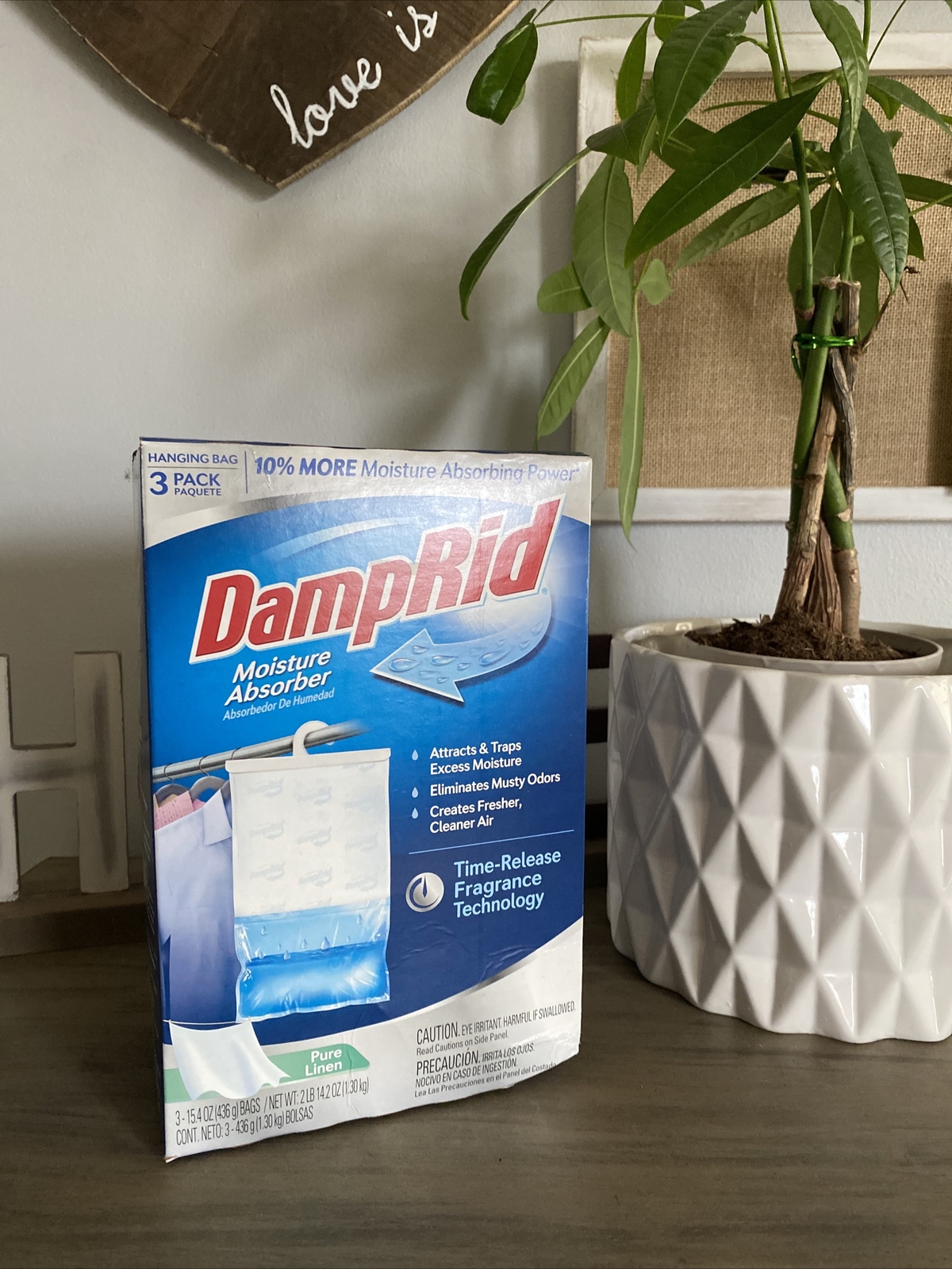 DAMPRID Hanging Moisture Absorber Bag Pure Linen 3 Bags NEW – Sealed Box