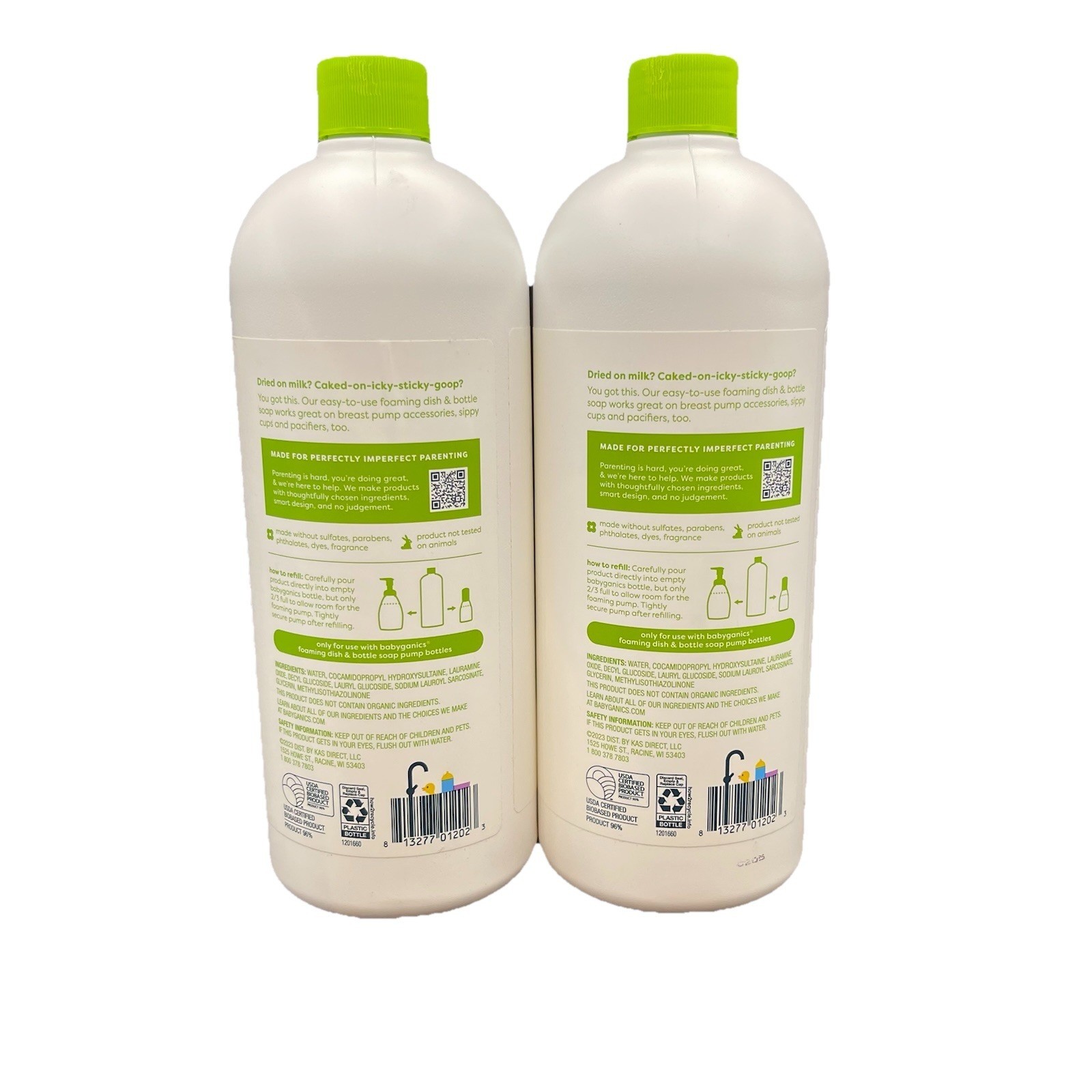 Babyganics Foaming Dish & Bottle Soap , Fragrance Free, 32oz, 2 Pack, Sealed