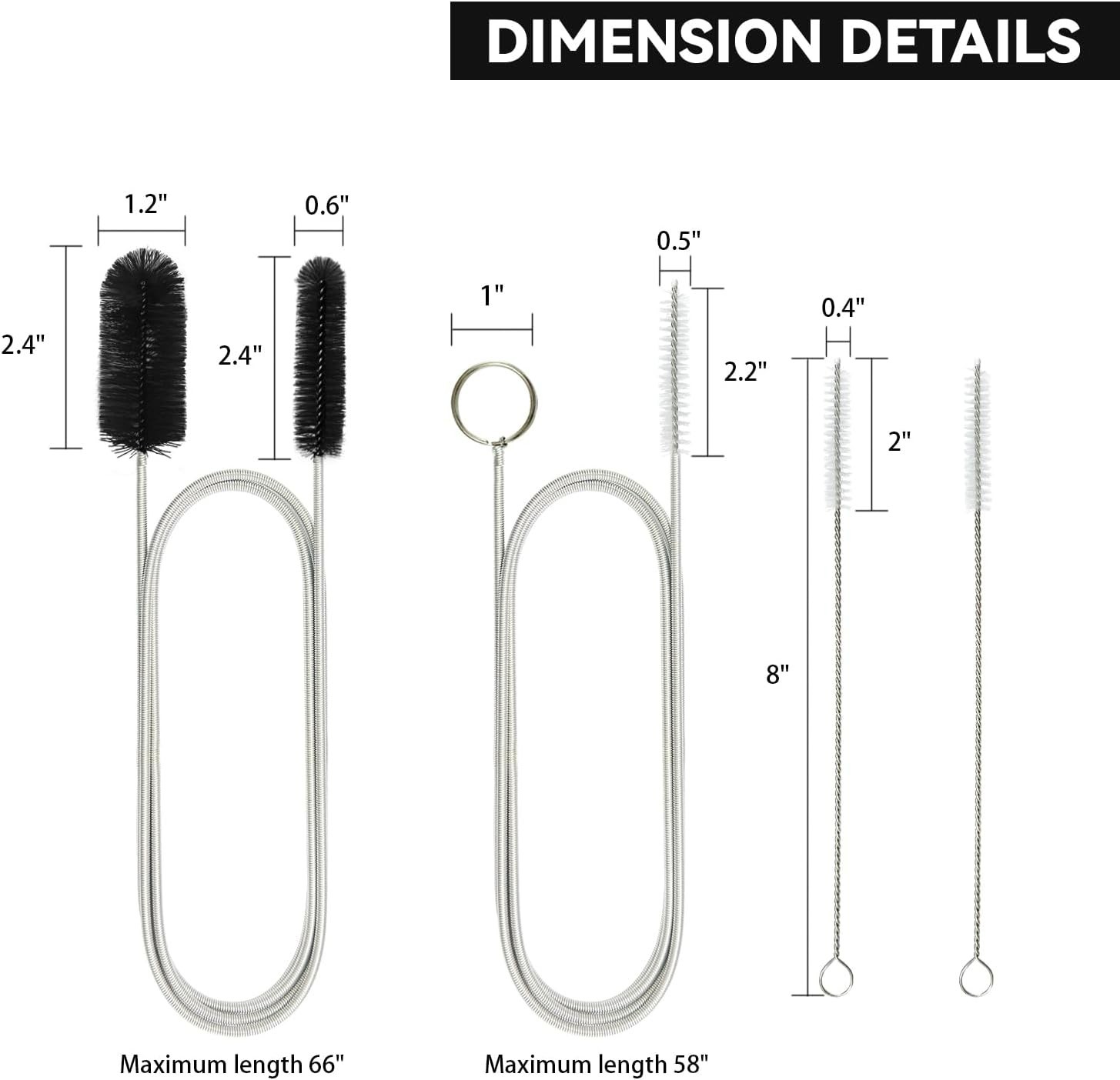 Stainless Steel 4-Piece Pipe Cleaning Brush Set – Long Handle & Portable Design