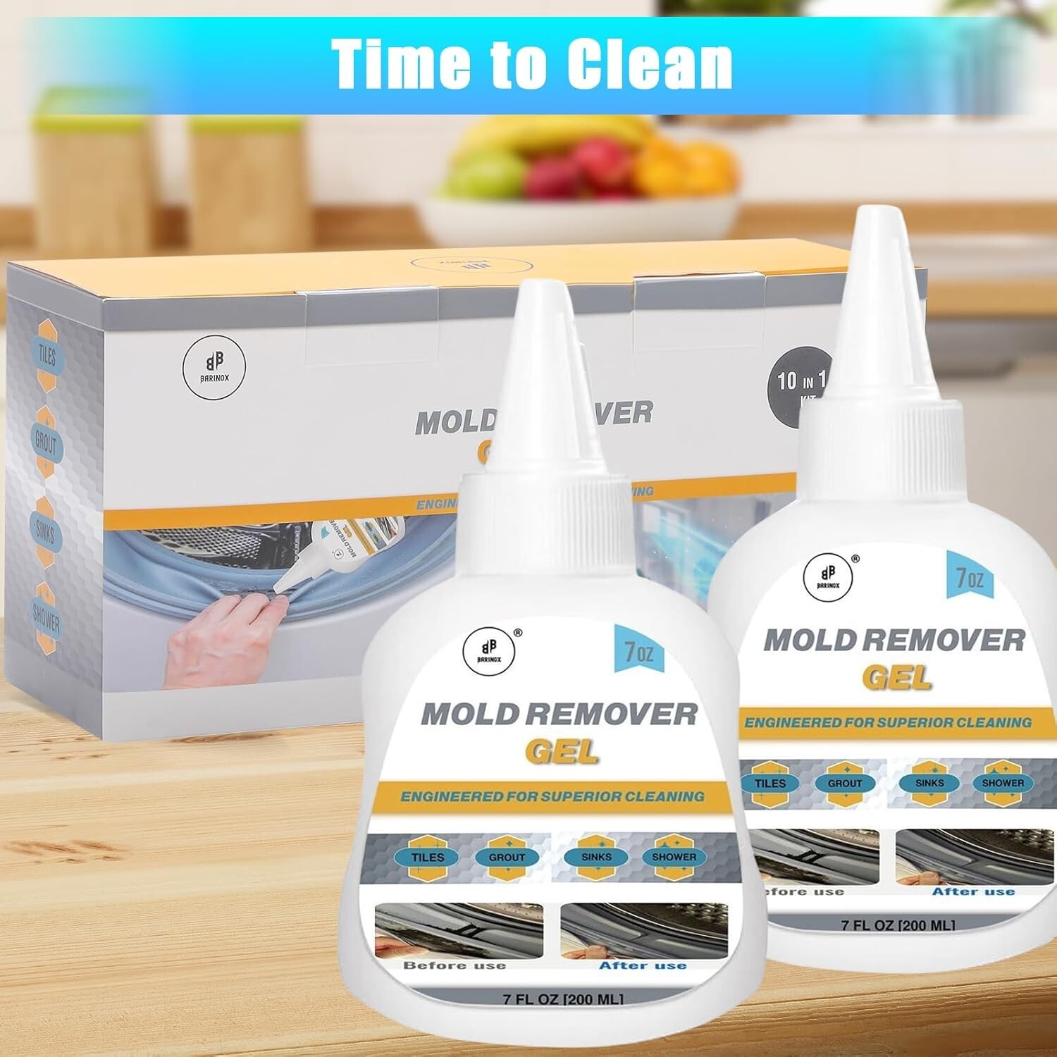 MOLD STAIN REMOVER GEL KIT 10 IN 1 POWERFUL CLEANER FOR GROUT, TILE, SHOWER SINK