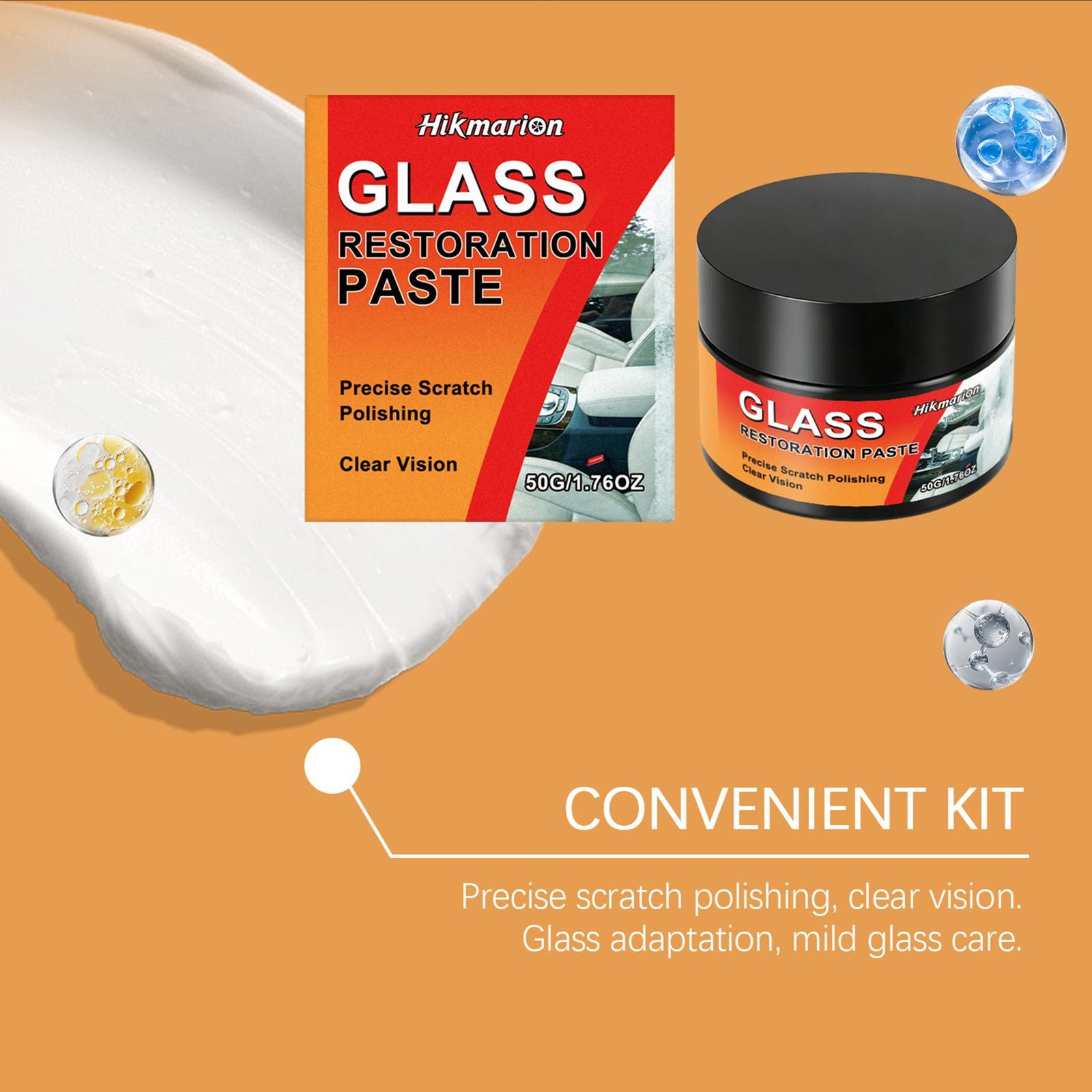 Glass Scratch Remover 50g with Sponge Polishing Cleaning Wax Car Repair Glass