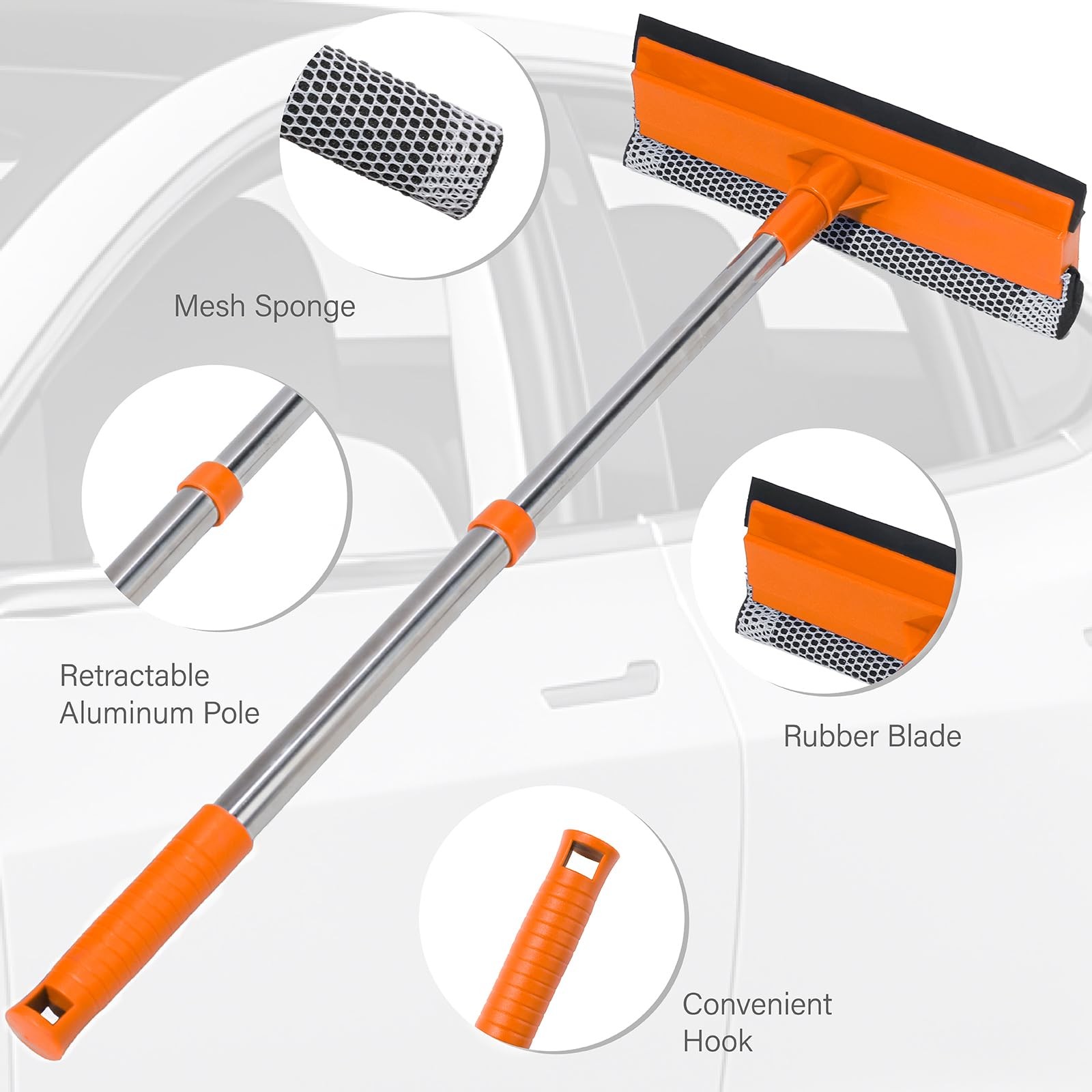 Windshield Cleaner Tool 2 in 1 Car Window Squeegee with Extendable Handle