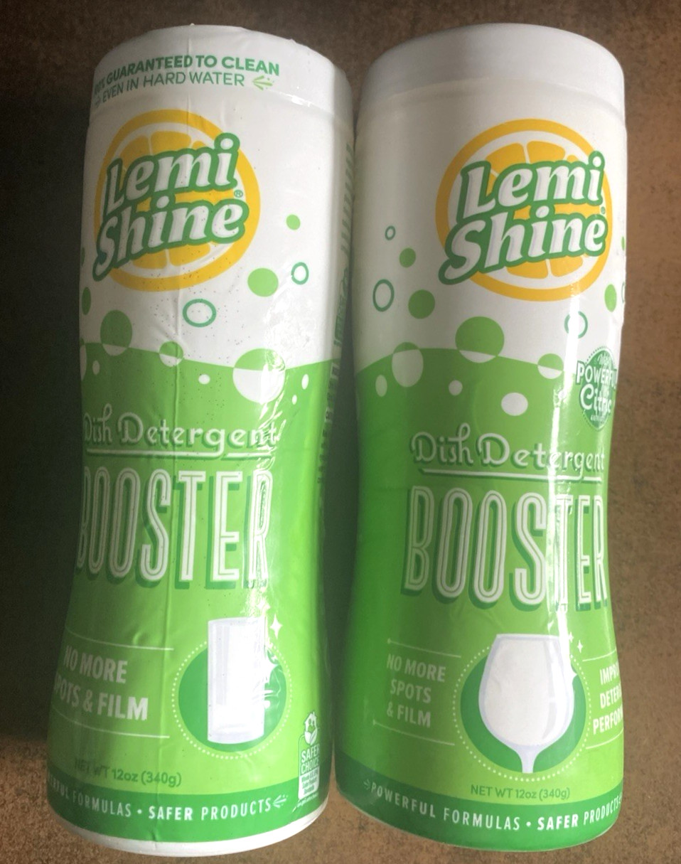 Lemi Shine Dish Detergent Dishwasher Booster Powder 12oz (2 Pack)