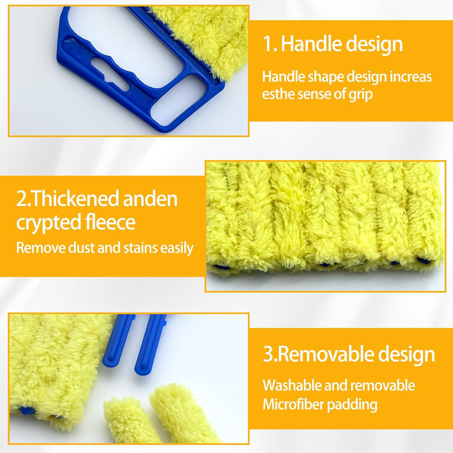 2 Pcs Blinds Cleaner Duster Tool 7 Finger Microfiber Washable Blind Cleaner Mini