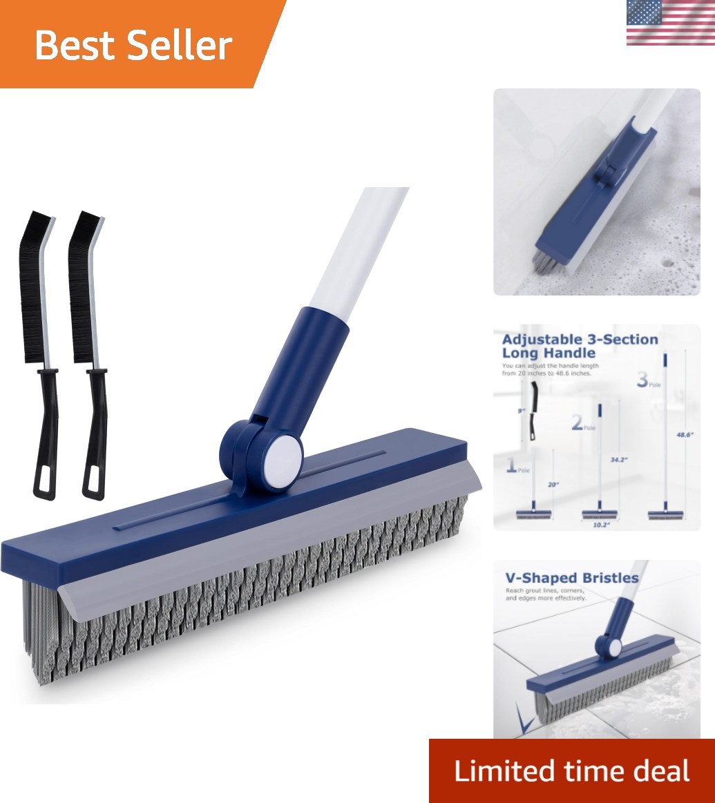 Grout Brush with Long Handle, Grout Cleaner Brush for Tile Floors, Stiff Bris…