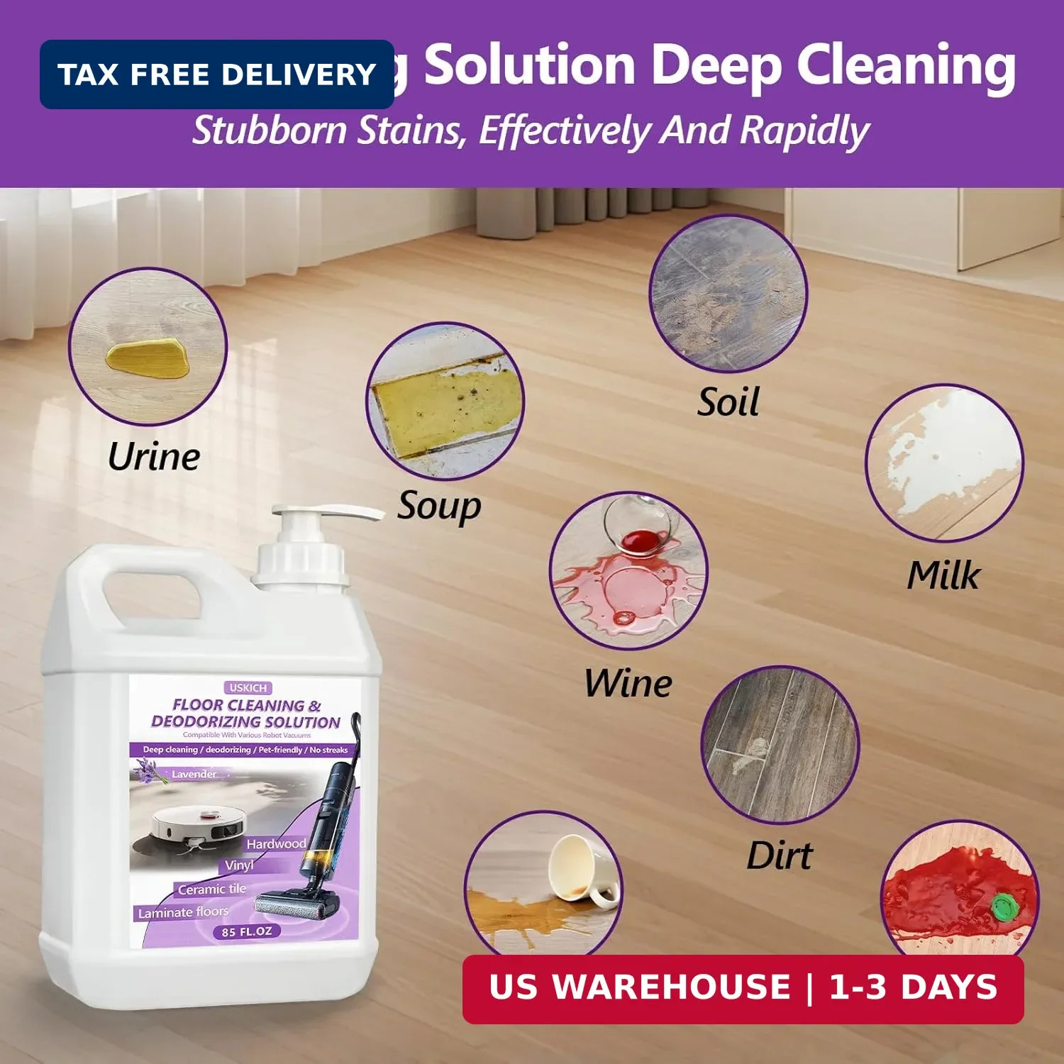 Floor Cleaning Solution- 85 FL OZ-Floor Cleaner for Mopping with Tineco,Deep Cle