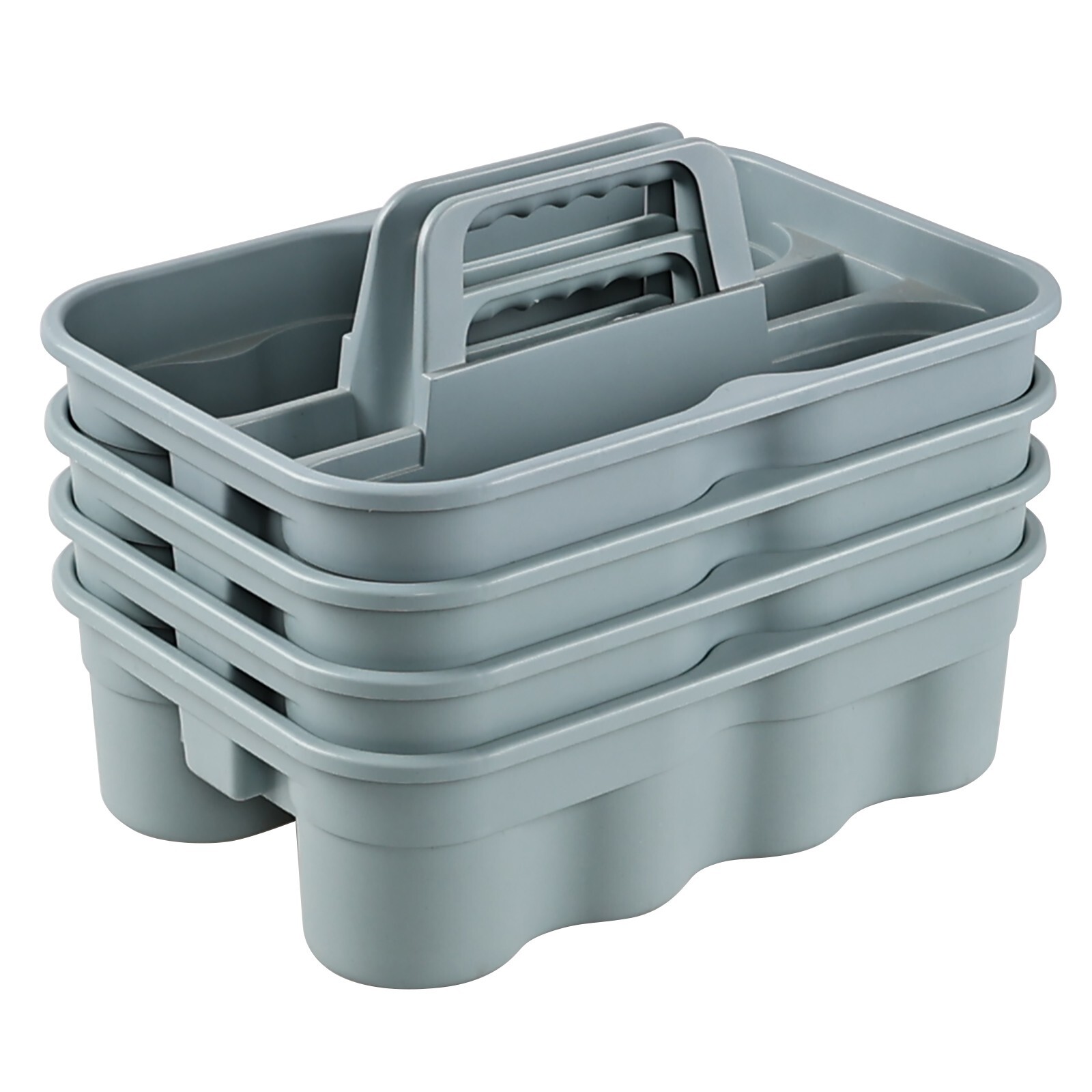 4/6-Packs Plastic Large Cleaning Caddy with Handle Commercial Tools Supply, Grey