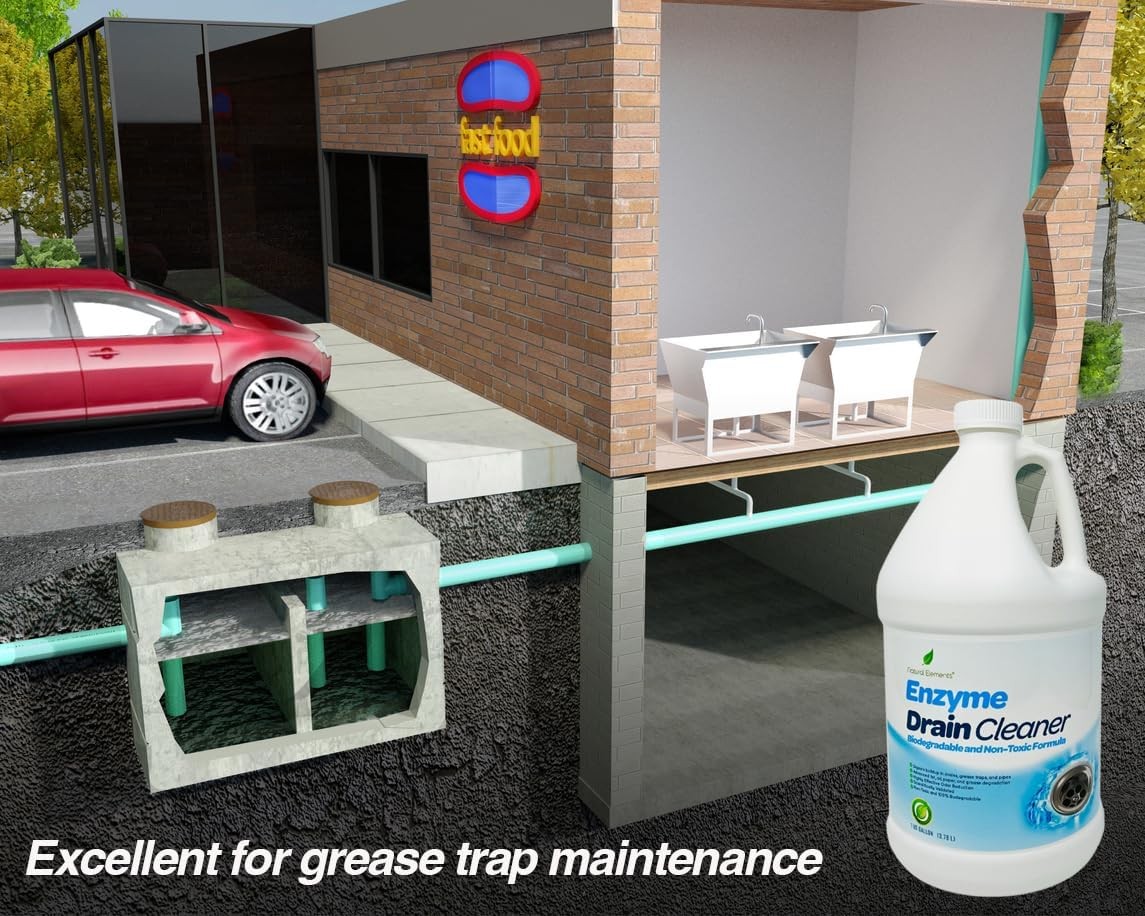Enzyme Drain Cleaner Digest Grease Fats & Paper Buildup in Drains Septic Tanks