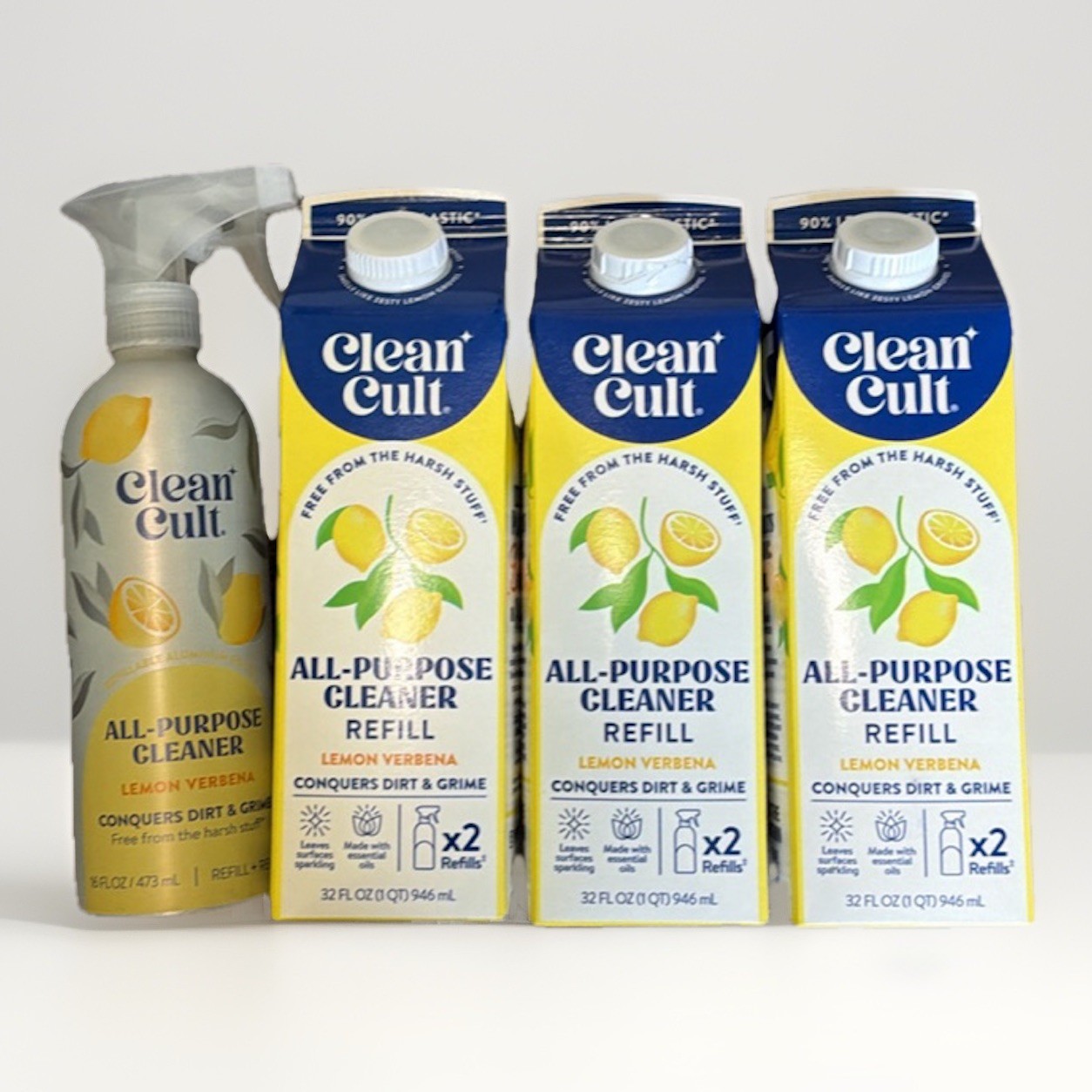 Clean Cult Lemon Verbena All Purpose Cleaner Spray 16oz, 32oz Refills, Non Toxic