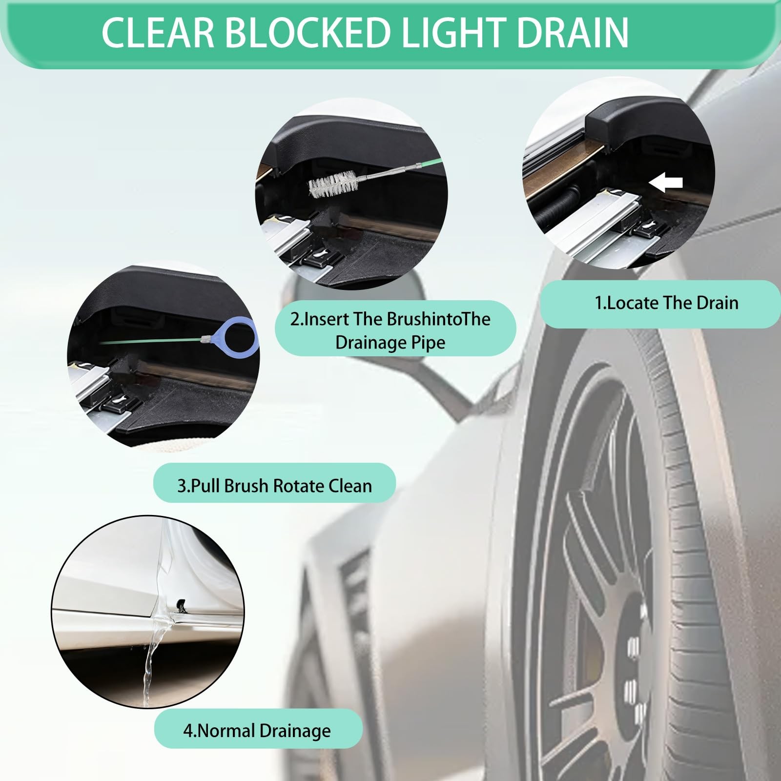 Car Auto Sunroof Drain Cleaning Tool, 120 Inch Long Flexible 120 Inche, Green