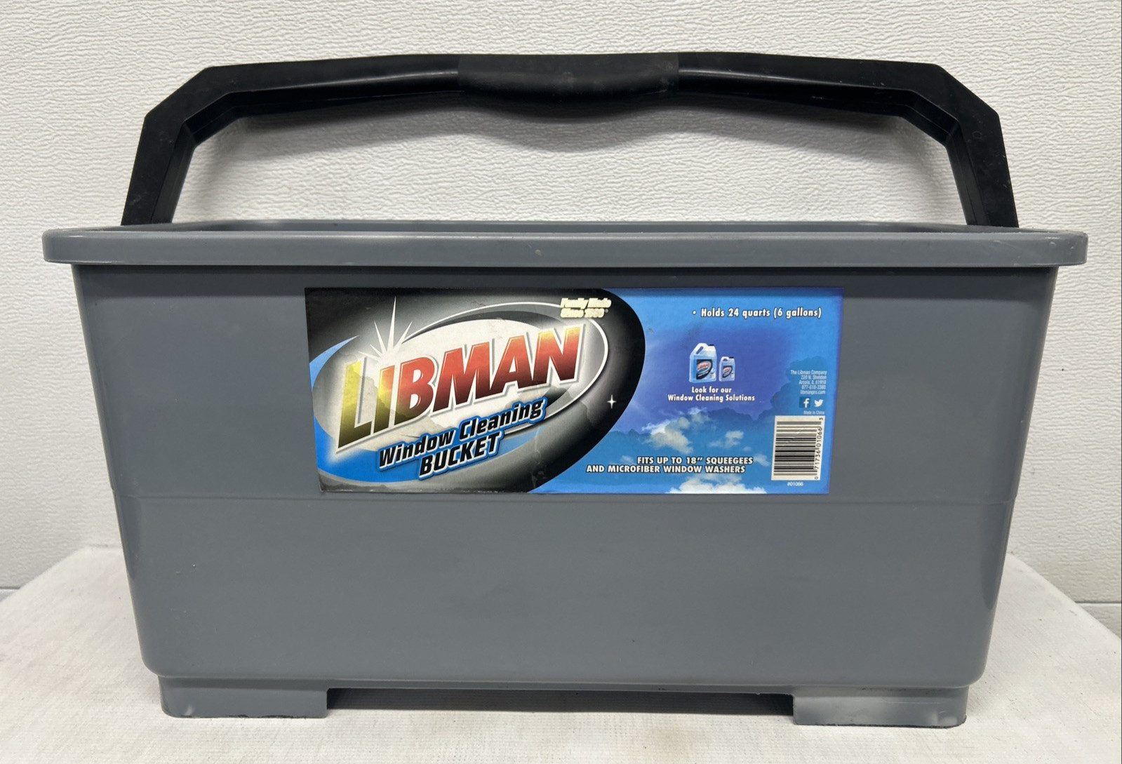 Libman 3.5-Gallon Window Cleaning Mop Bucket Container Grey w/Handle #01066