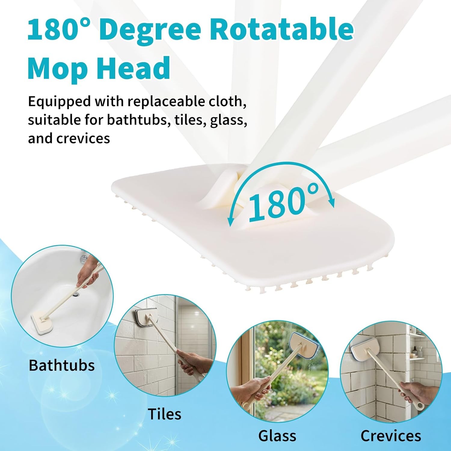 Long Handle Tub Scrubber Brush Durable Cleaning Brush Scrubber Tool Versatile