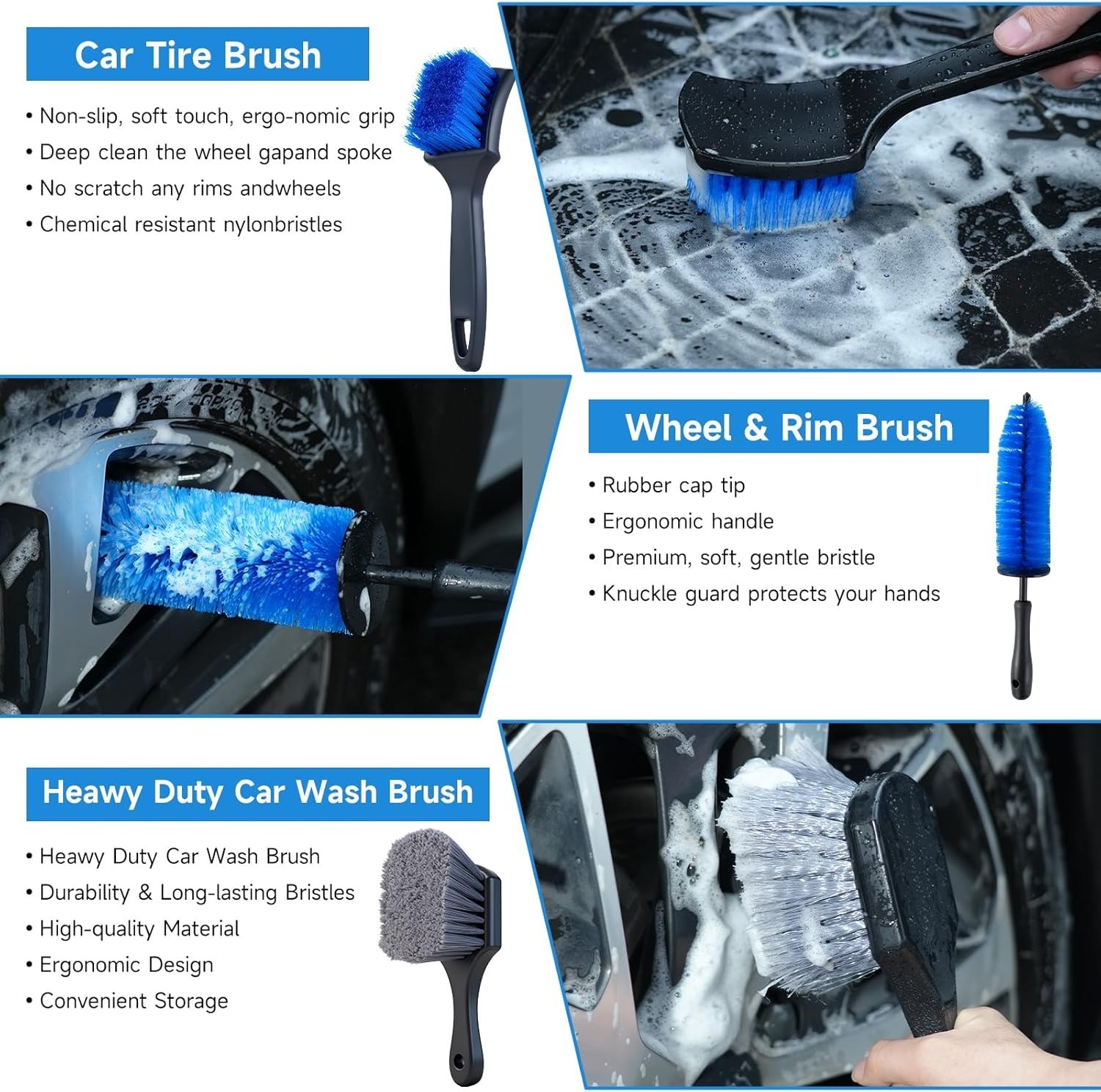 Car Detailing Brush Set 36 Pieces Auto Interior Exterior Wheel Cleaning Kit