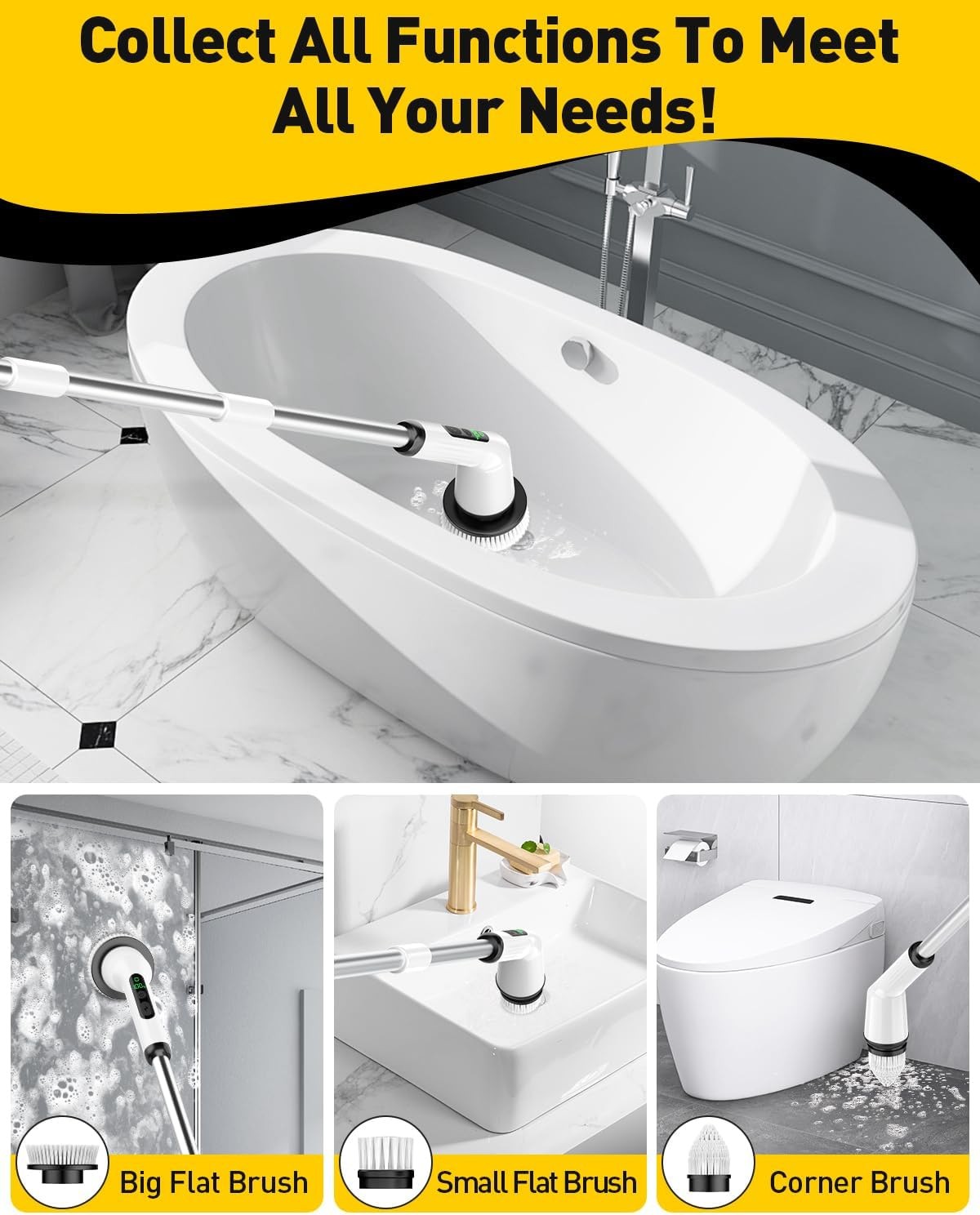 Electric Spin Scrubber for Cleaning Bathroom, Shower Scrubber Cordless Cleani…
