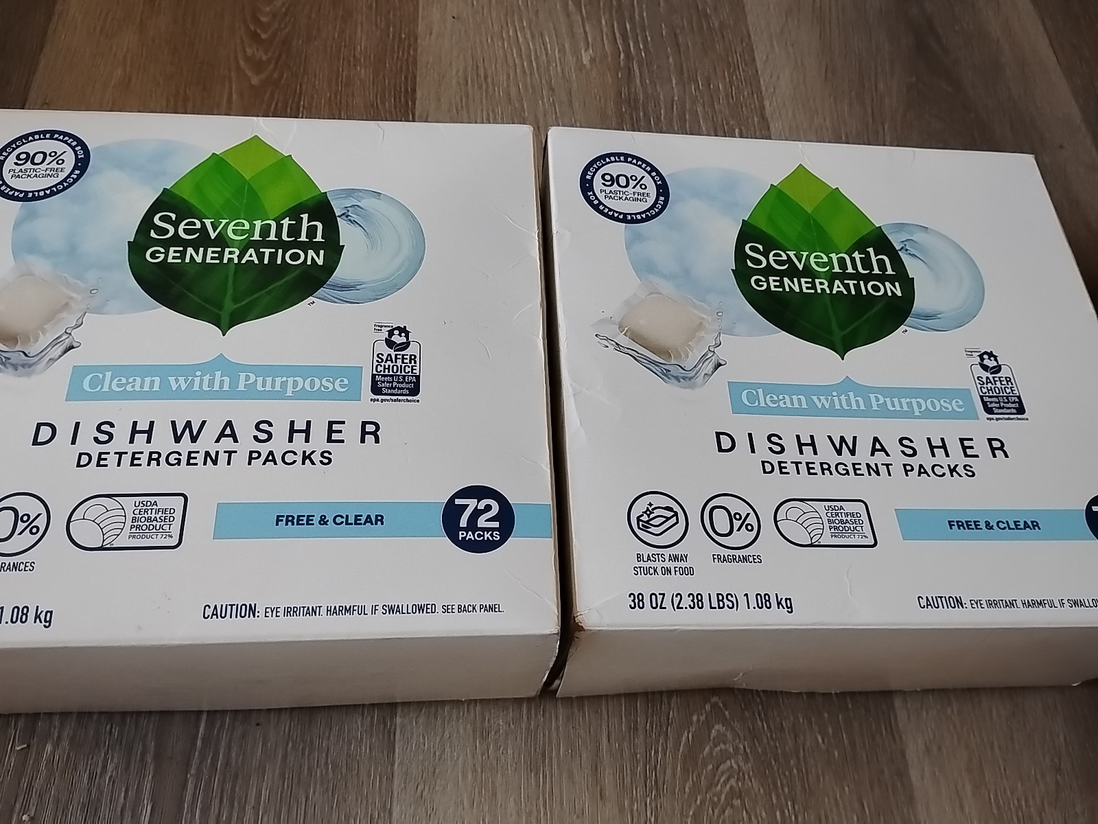 2 Pack Seventh Generation Free Clear Dishwasher Detergent Packs 72 Count Spark