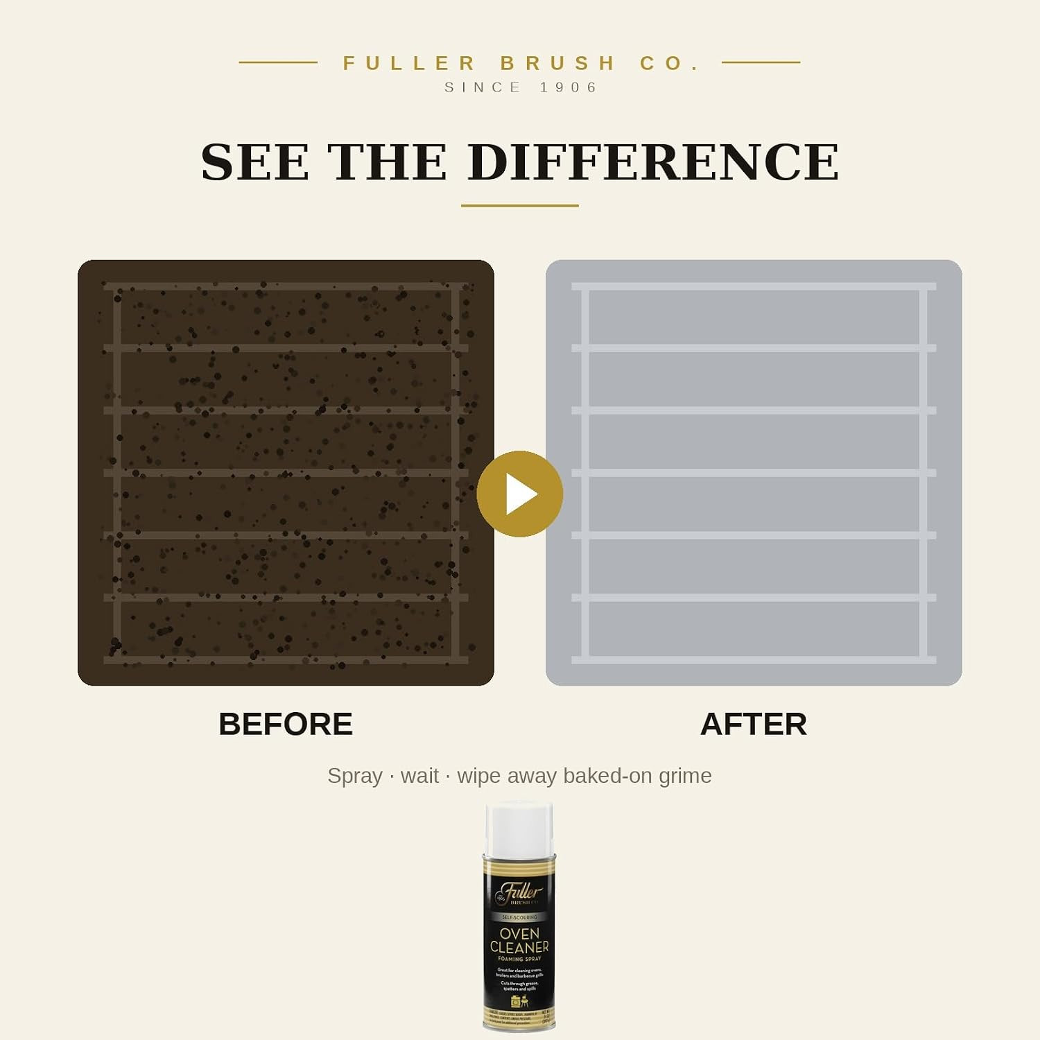 Fuller Brush Heavy Duty Oven Cleaner Spray – Fume Free, Self-Scouring Foam Cuts