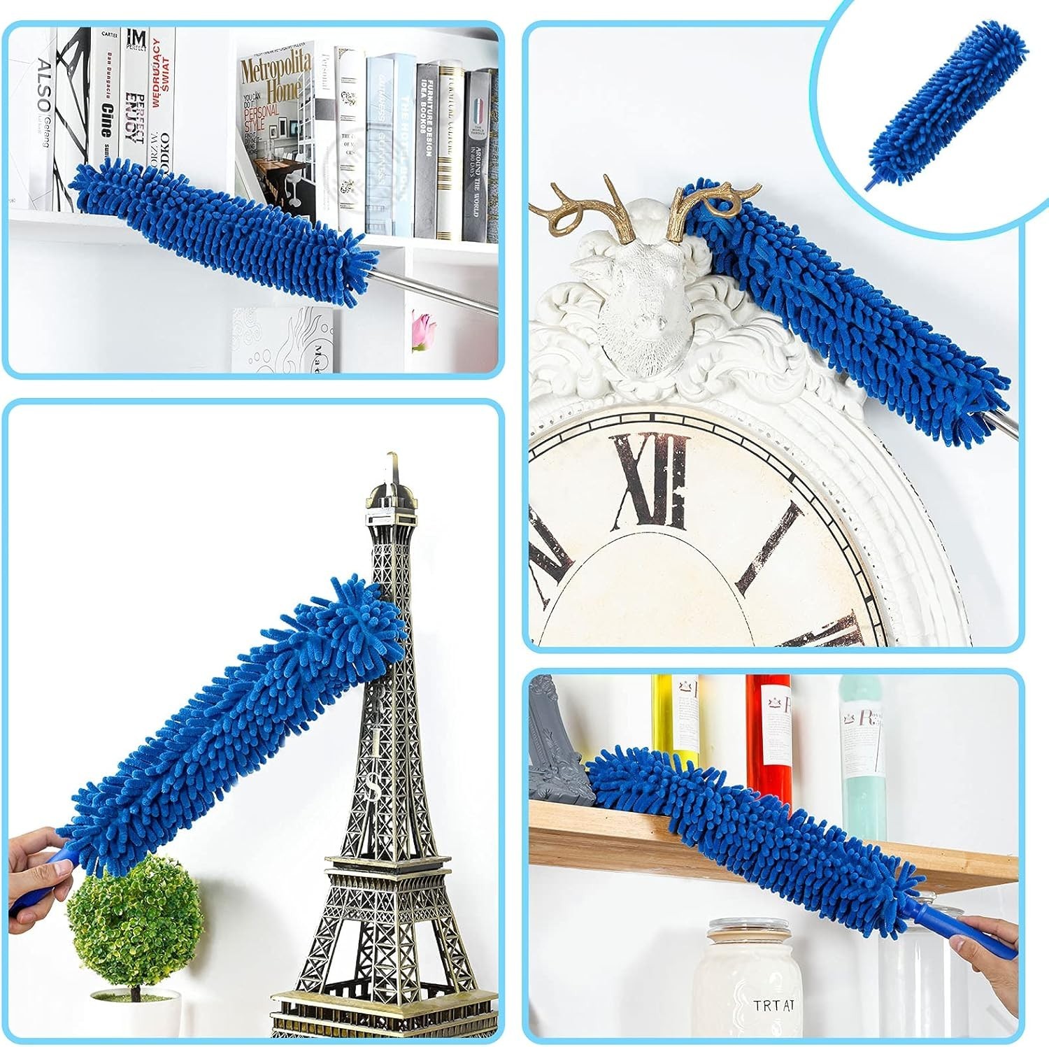Duster, Microfiber Dusters with 2 Handle Sets, Durable 15-98.1 Inches Long Te…