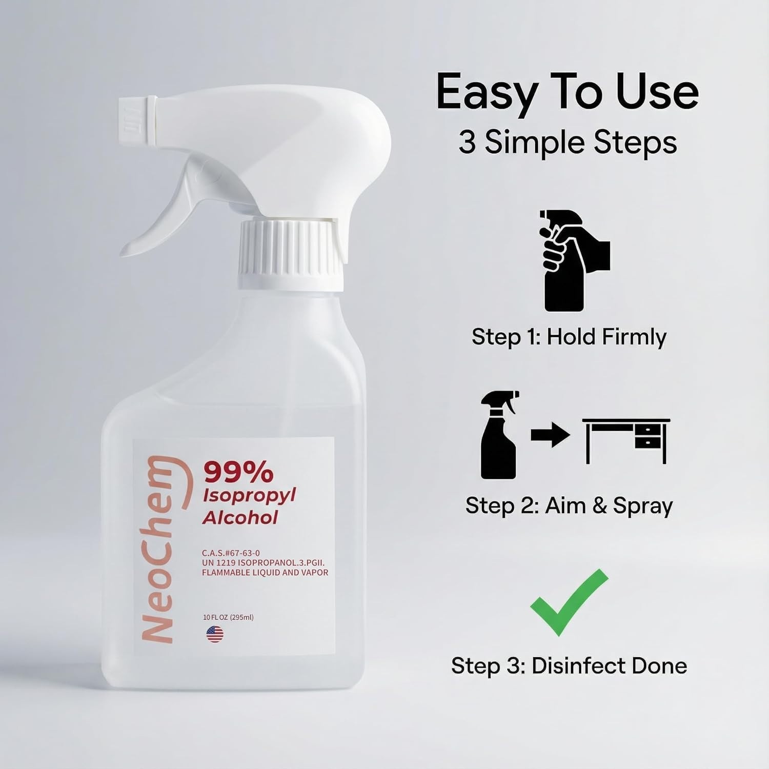 99% Isopropyl Alcohol Spray for Surface Cleaning – USP Grade -10 fl oz