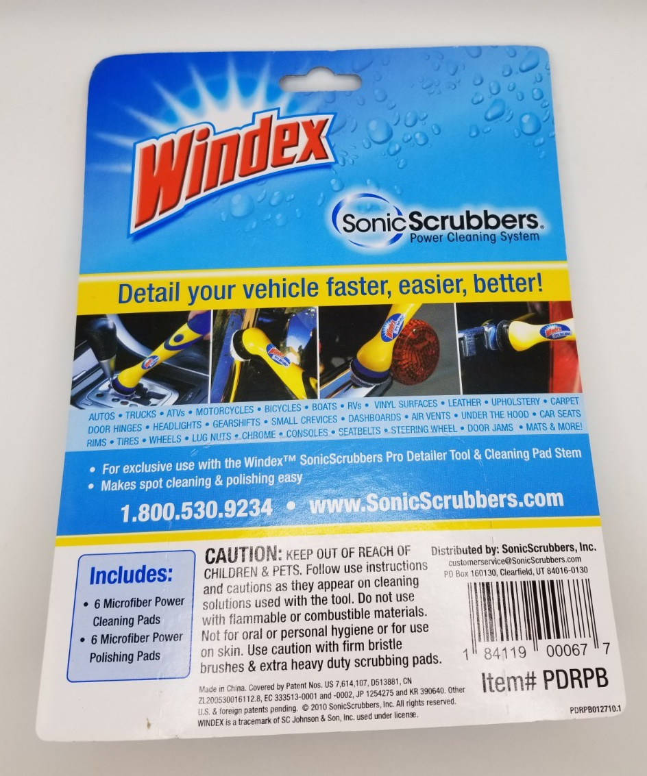 Windex Sonic Scrubber Microfiber Pad Refills Pro Detailer 12 Pads 6 Clean/Polish