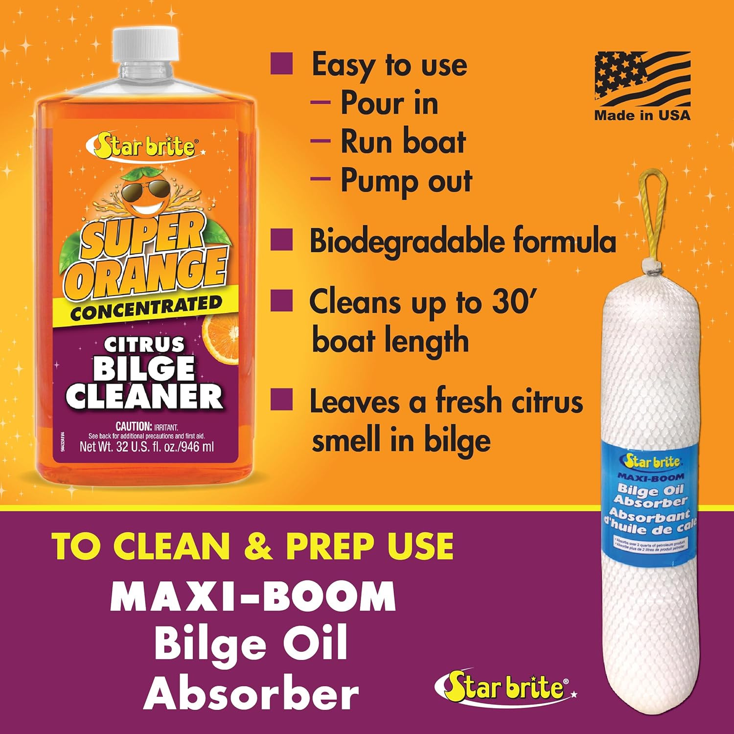Super Orange Citrus Bilge Cleaner – Biodegradable, Easy to Use – Pour In, Run Bo