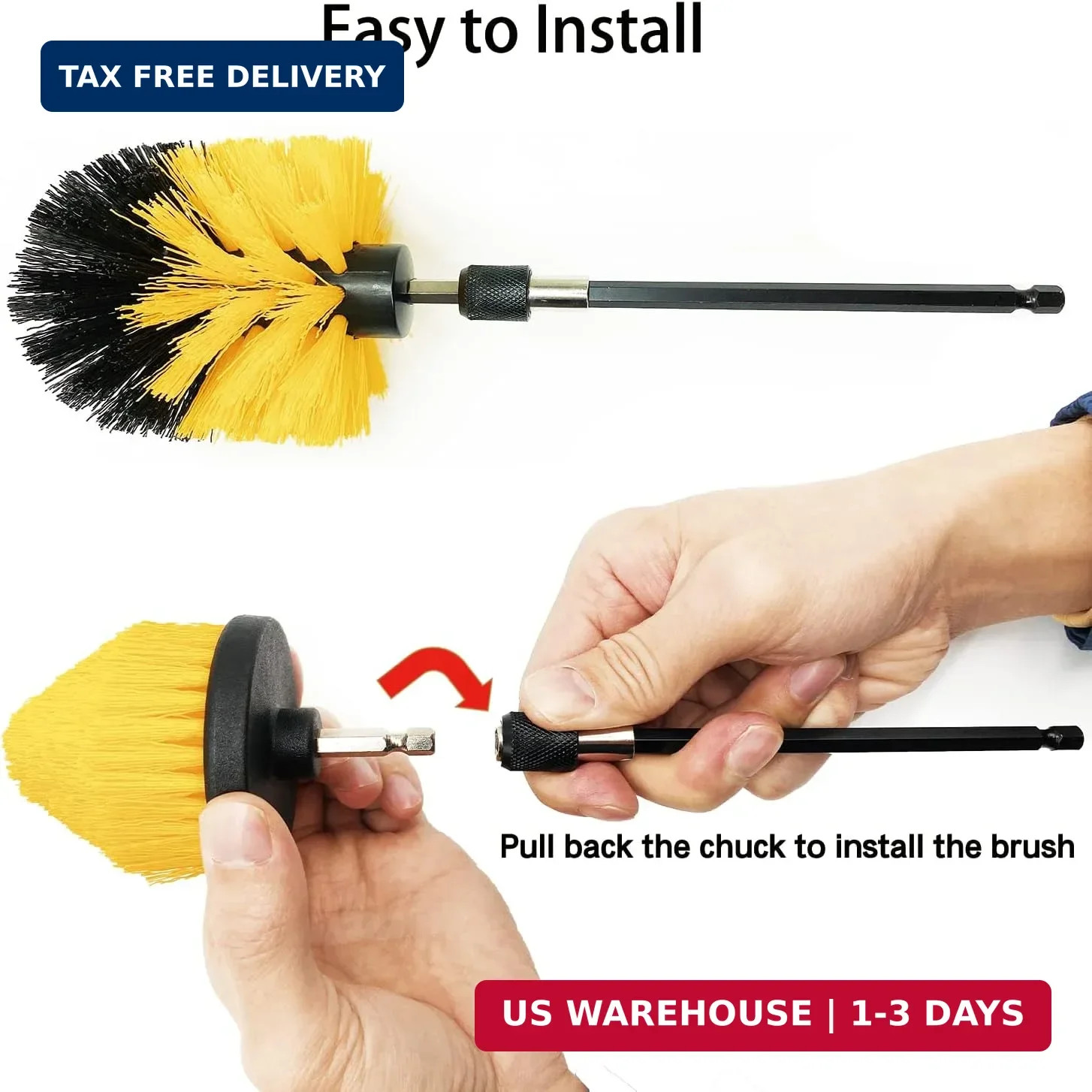 8 Pack Drill Brush Attachment Set, 1/4in Power Scrubber Brush+ Extend Long Rod,