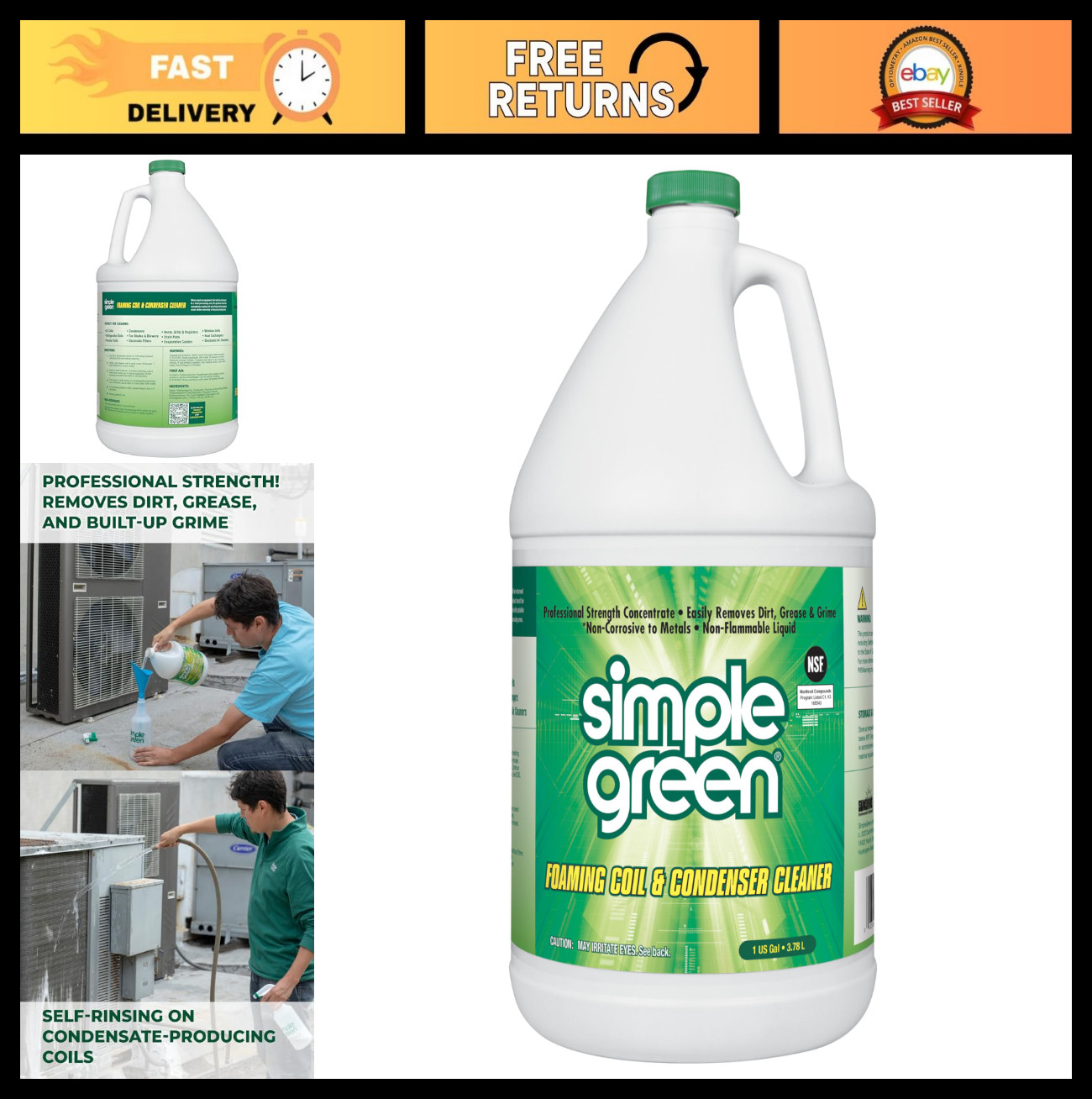 Foaming Coil Cleaner – 128 Fl Oz, Heavy-Duty HVAC Cleaner, Non-Toxic, Easy Spray