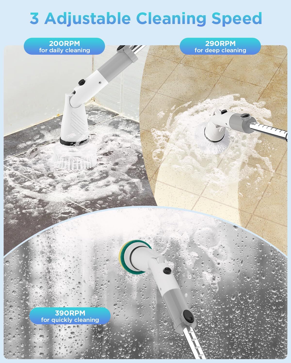 Electric Spin Scrubber Cordless Power Brush Floor Scrubber With Adjustable Exten