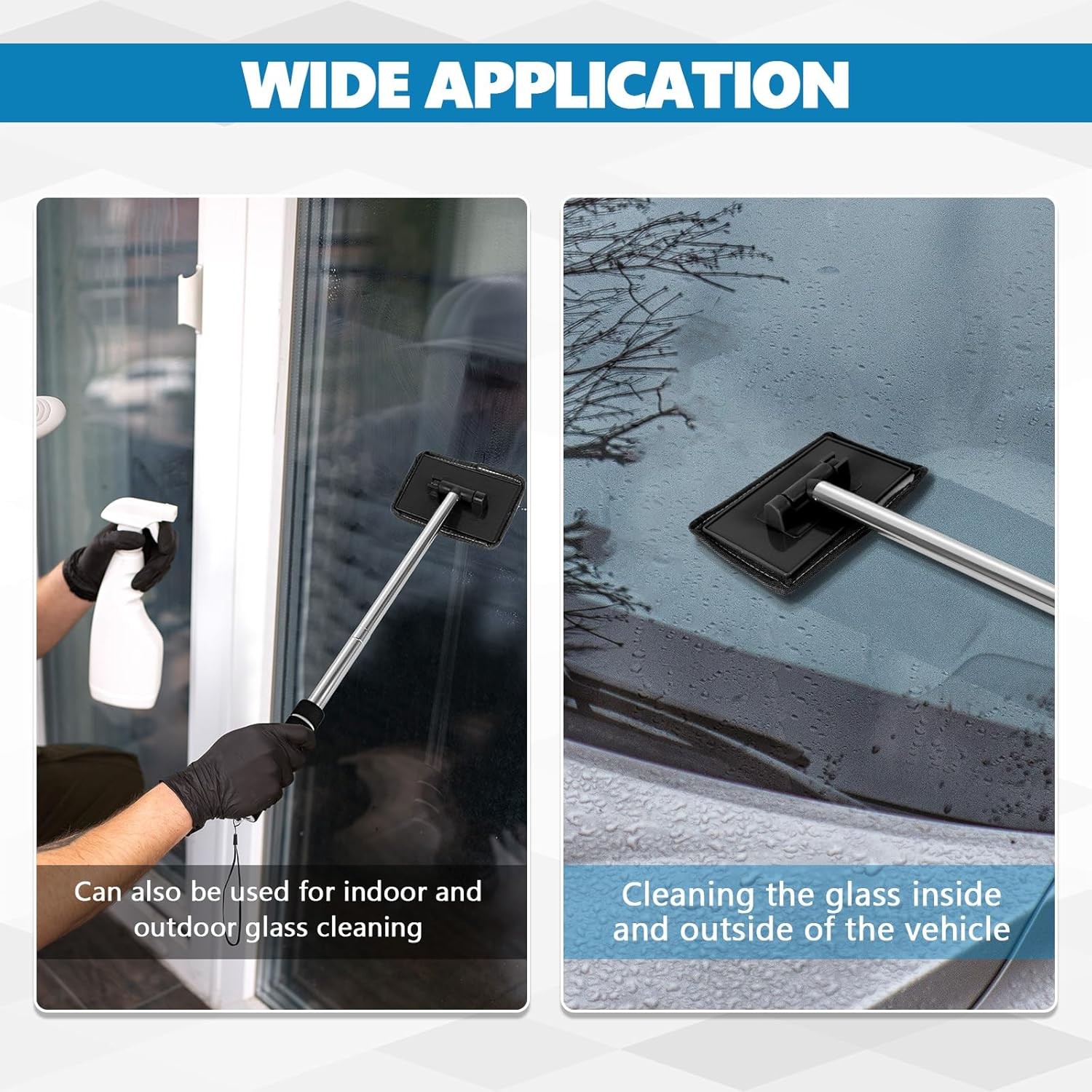 Extendable Windshield Cleaning Tool Kit Car Window Glass Wiper Cleaner Brush Pad